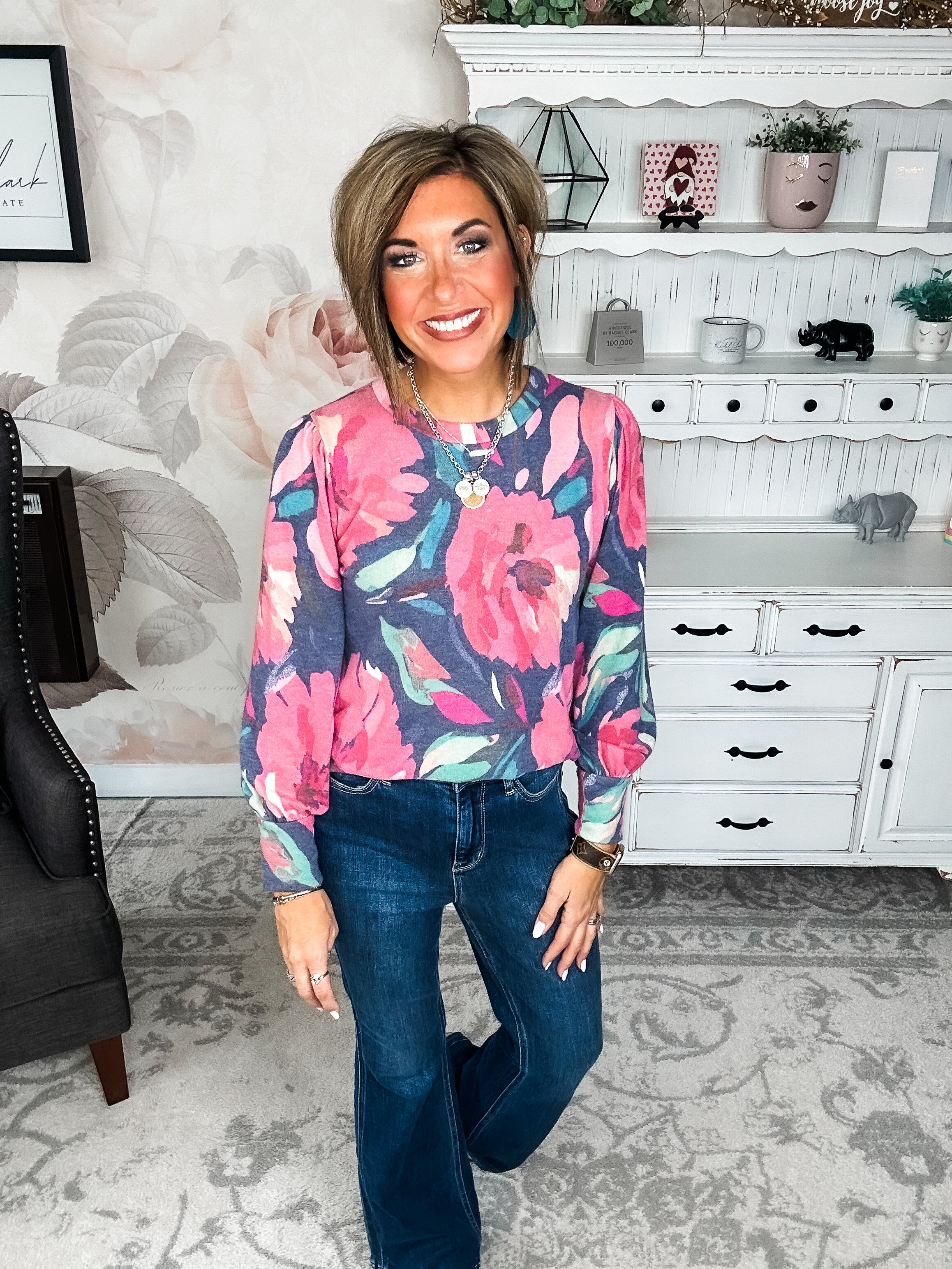 Share My Secret Pullover - Navy/Magenta