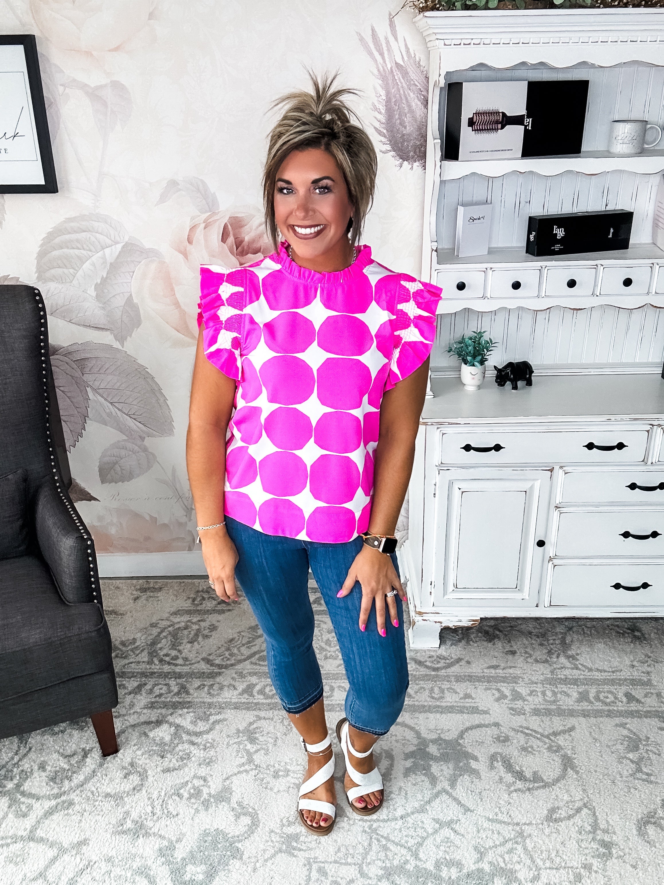 Out the Door Blouse - Hot Pink