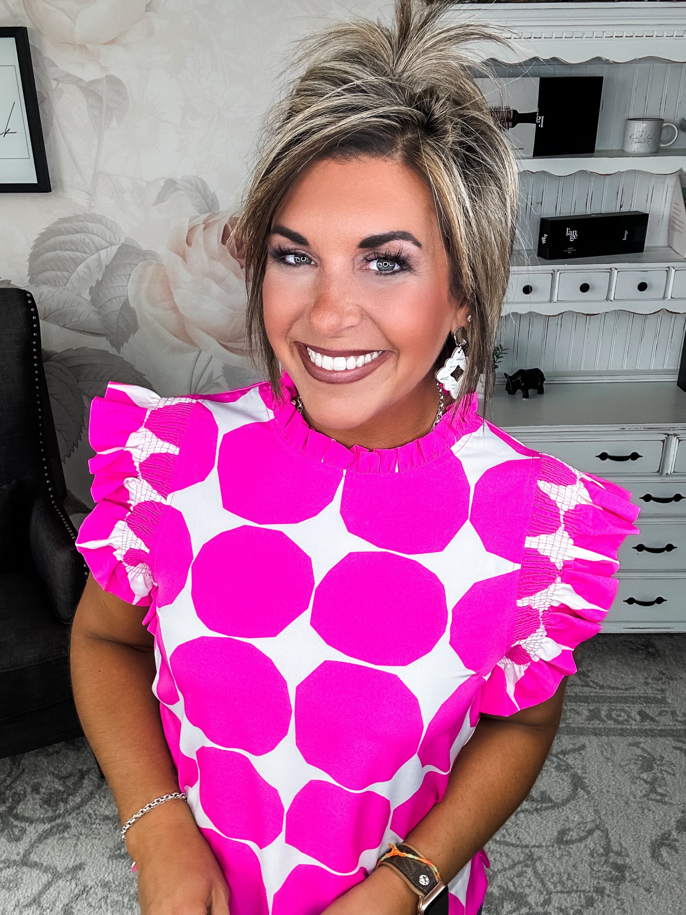 Out the Door Blouse - Hot Pink