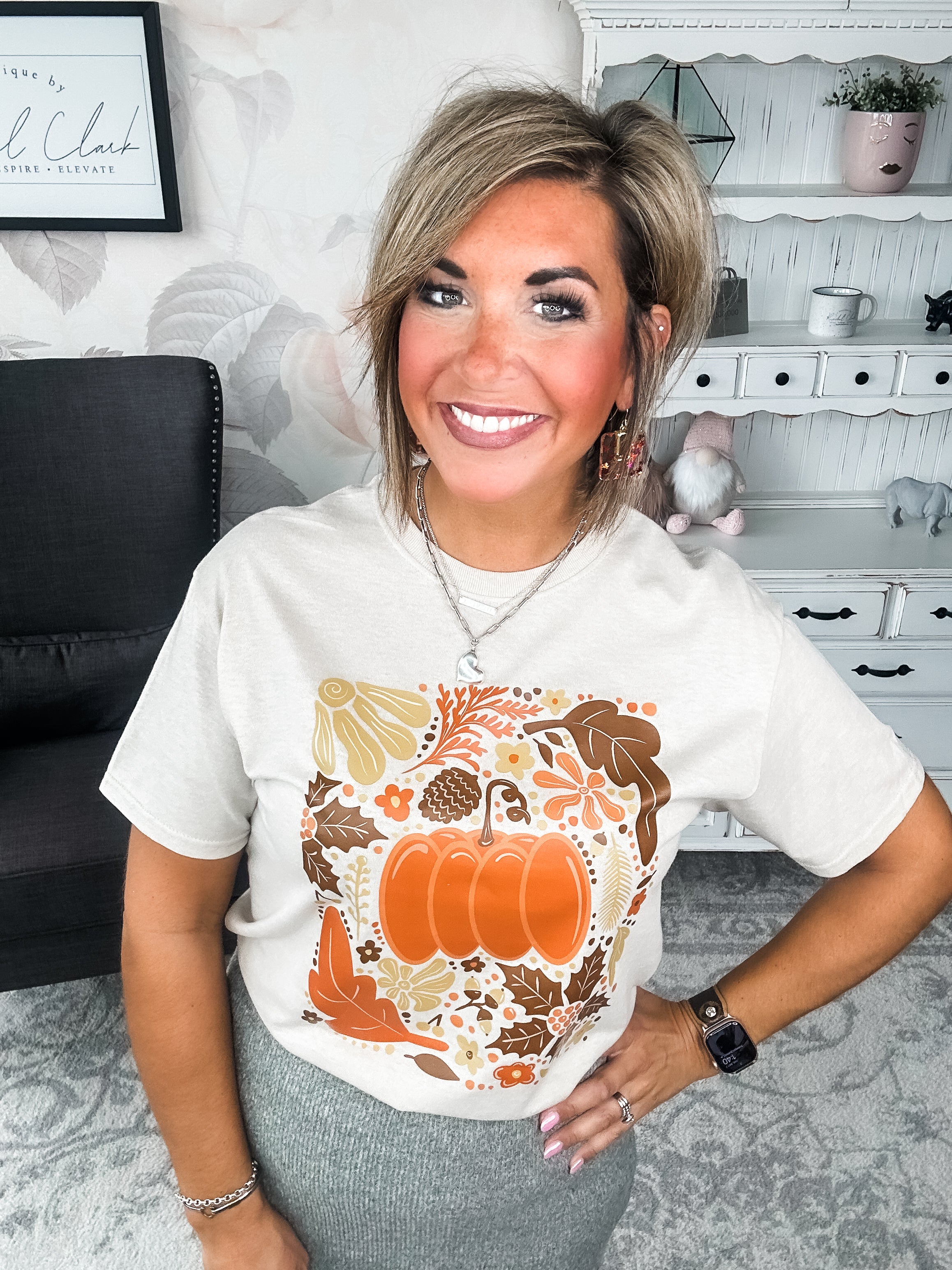 Fall Floral Pumpkin Graphic Tee