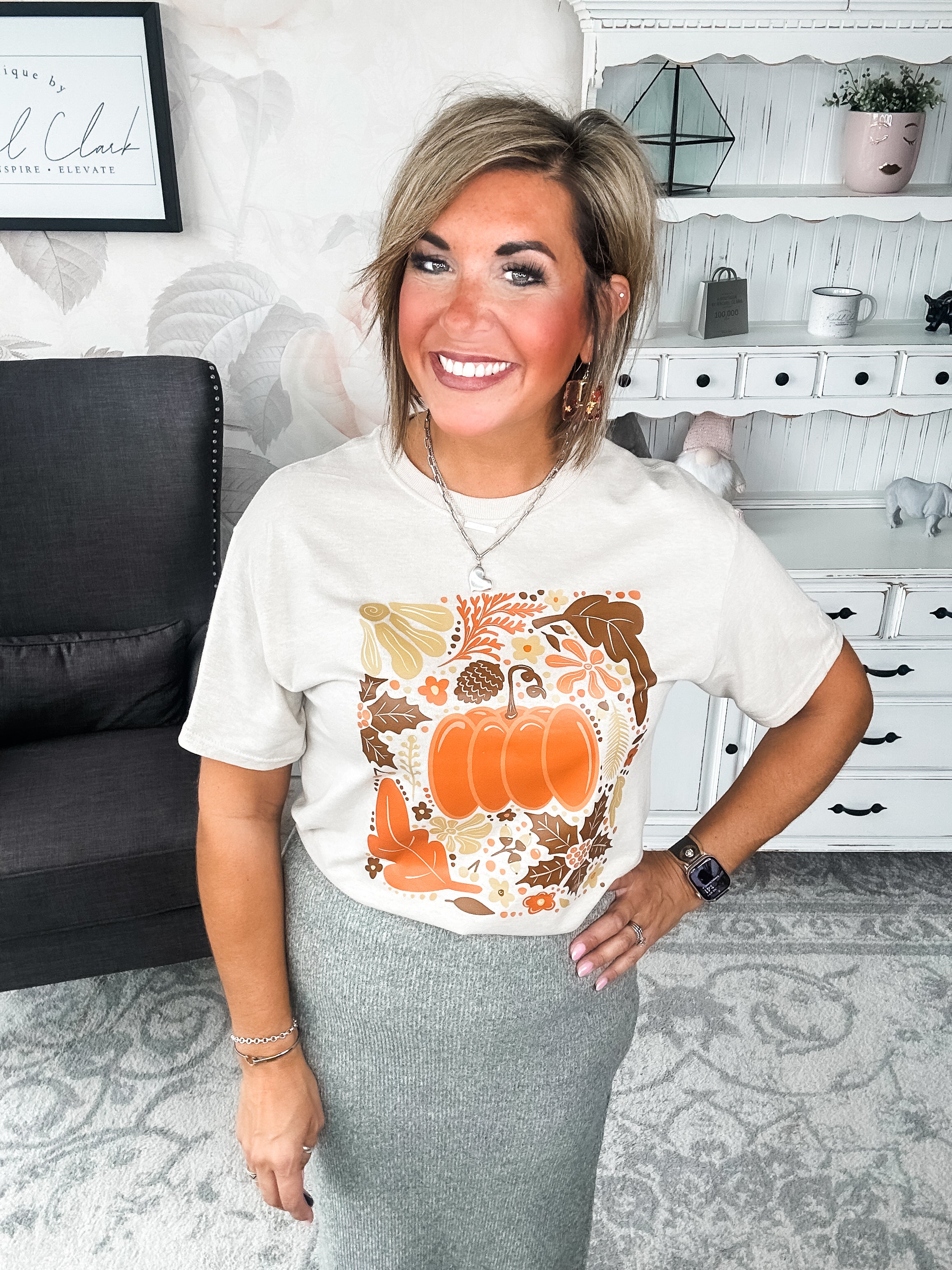 Fall Floral Pumpkin Graphic Tee