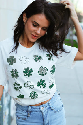 Fields of Clovers Vintage White Graphic Tee