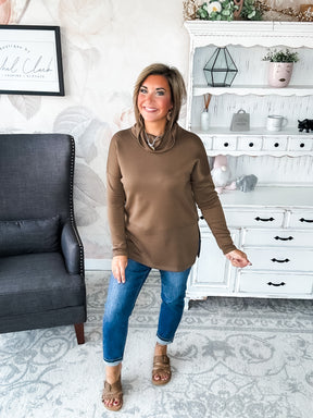 Cozy On The Weekend Cowlneck - Mocha