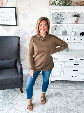 Cozy On The Weekend Cowlneck - Mocha