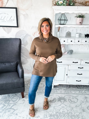 Cozy On The Weekend Cowlneck - Mocha
