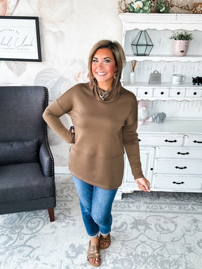 Cozy On The Weekend Cowlneck - Mocha