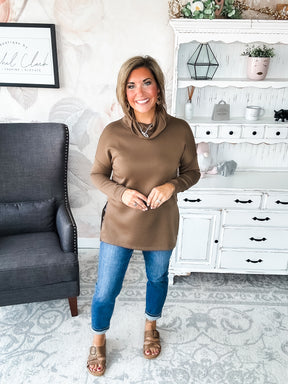 Cozy On The Weekend Cowlneck - Mocha