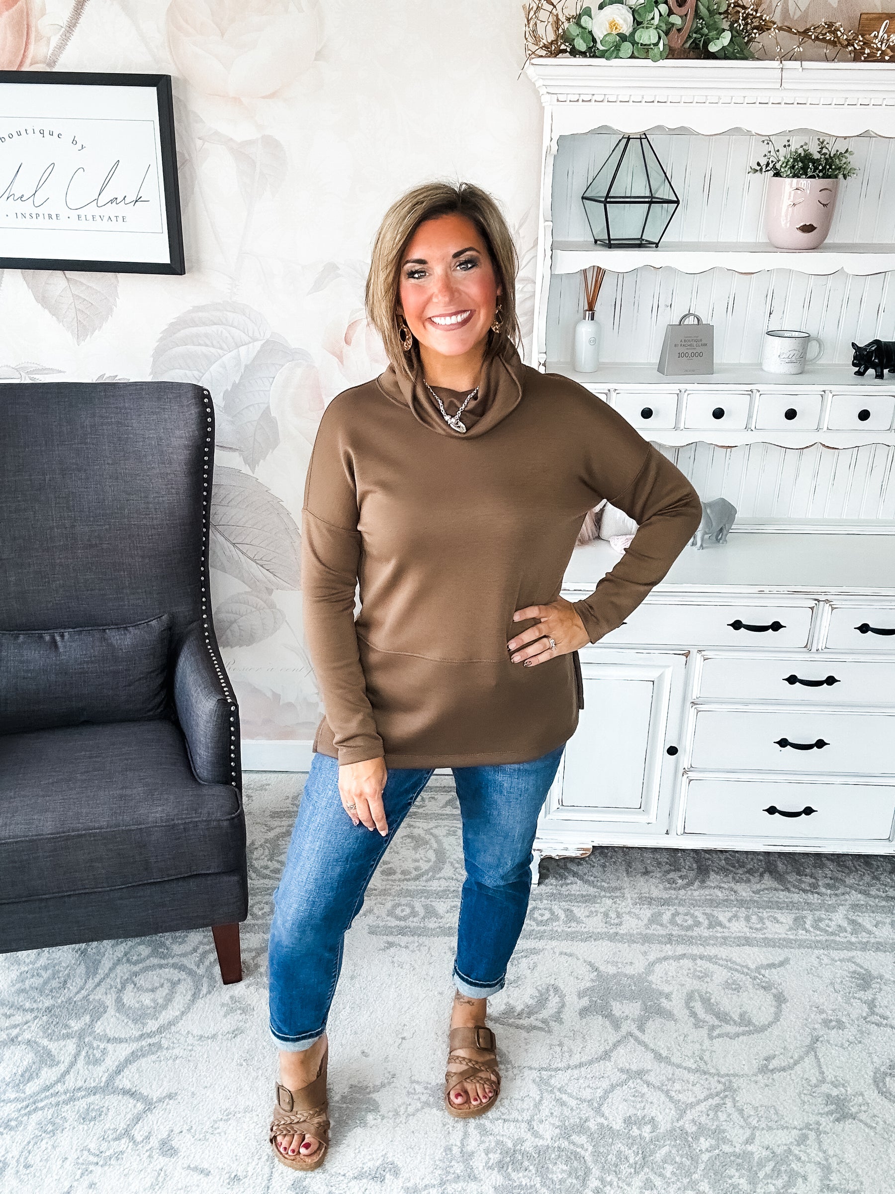 Cozy On The Weekend Cowlneck - Mocha