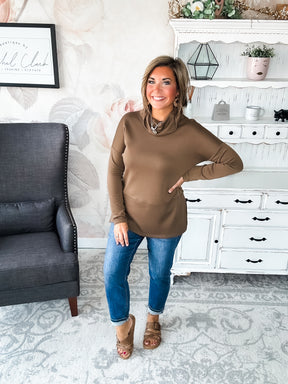Cozy On The Weekend Cowlneck - Mocha