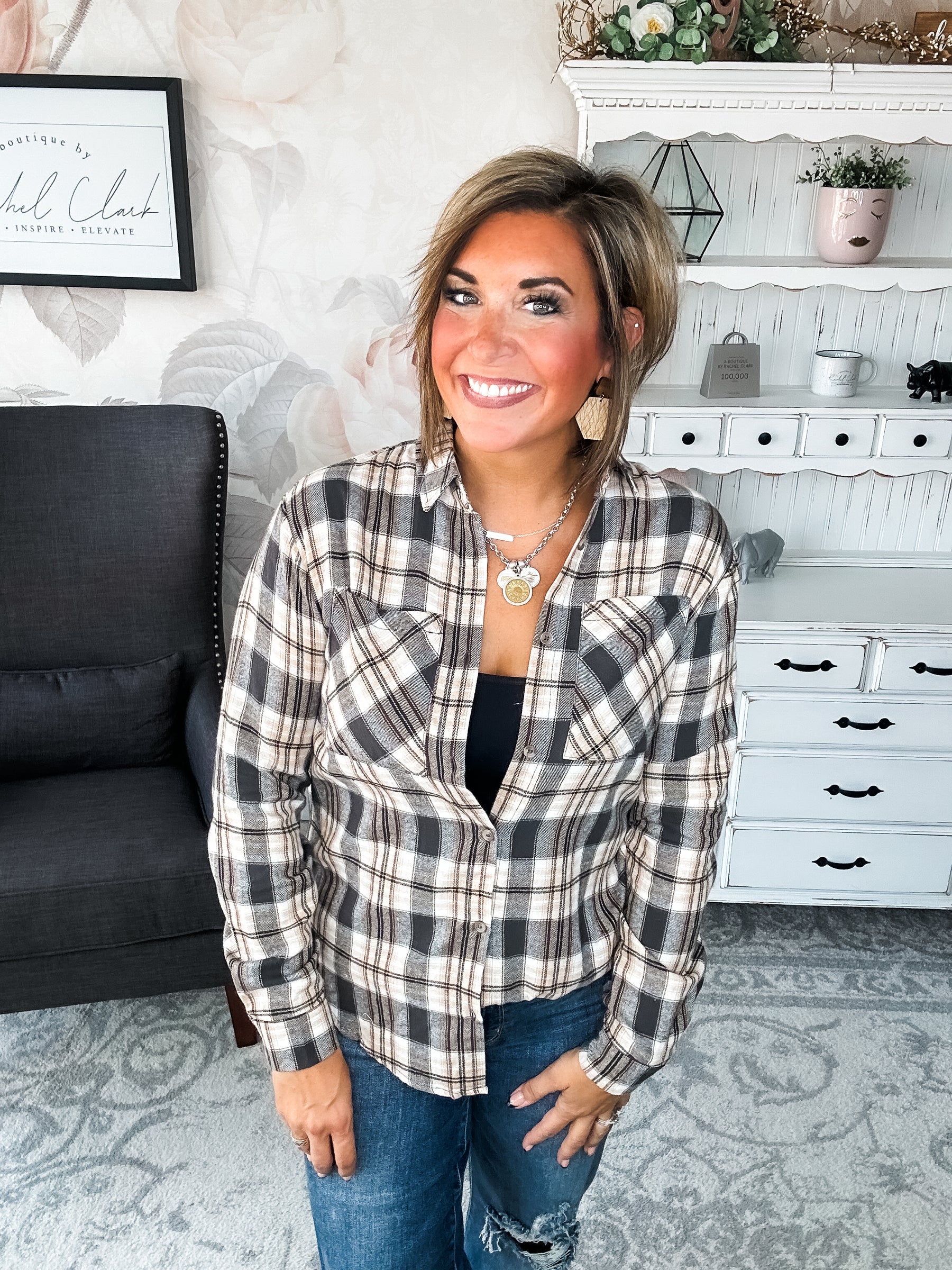 Just A Glimpse Button Down - Olive