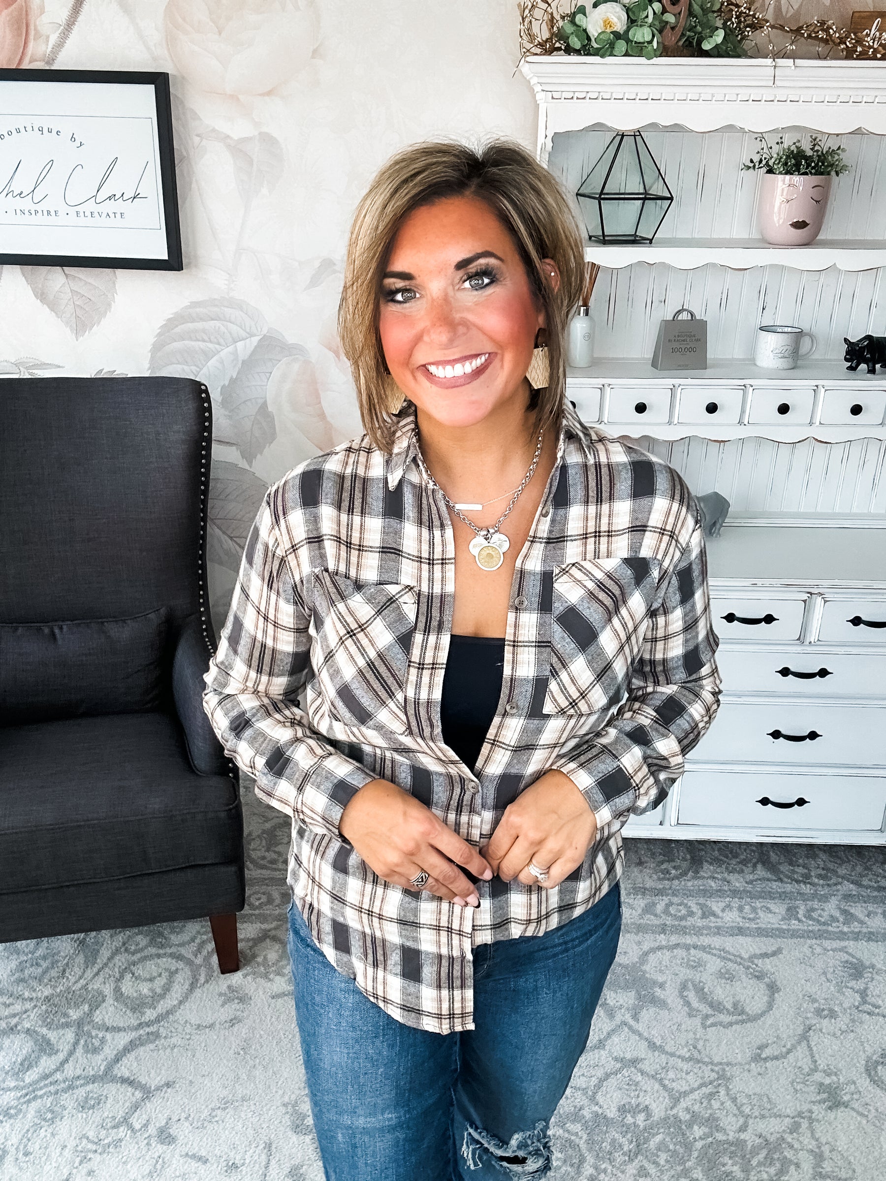 Just A Glimpse Button Down - Olive