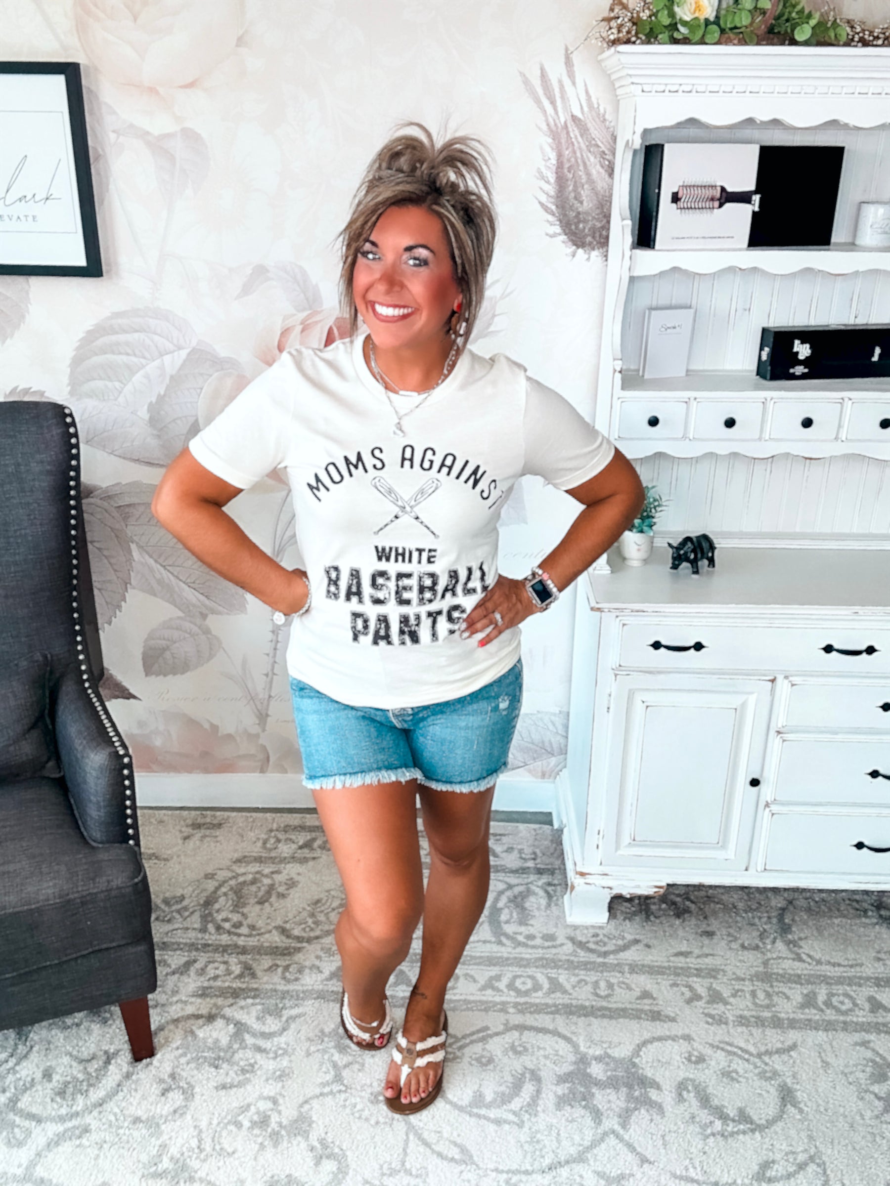 White Baseball Pants Graphic Tee