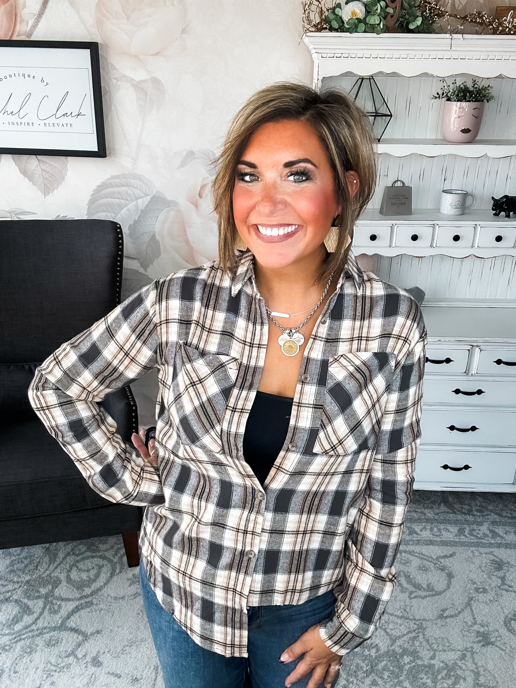 Just A Glimpse Button Down - Olive