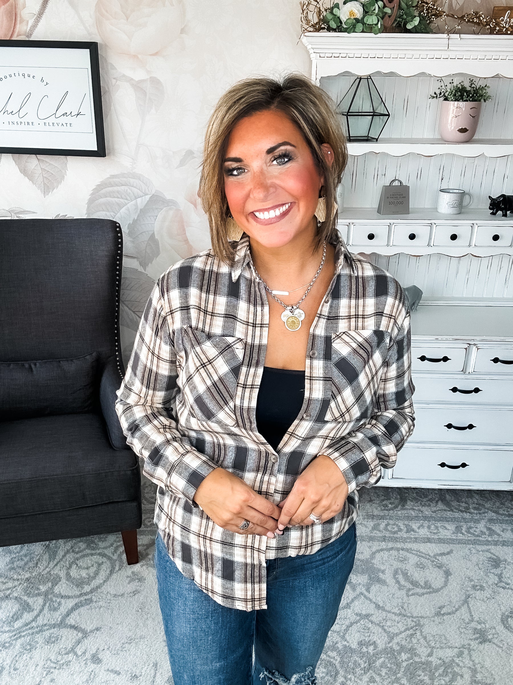 Just A Glimpse Button Down - Olive