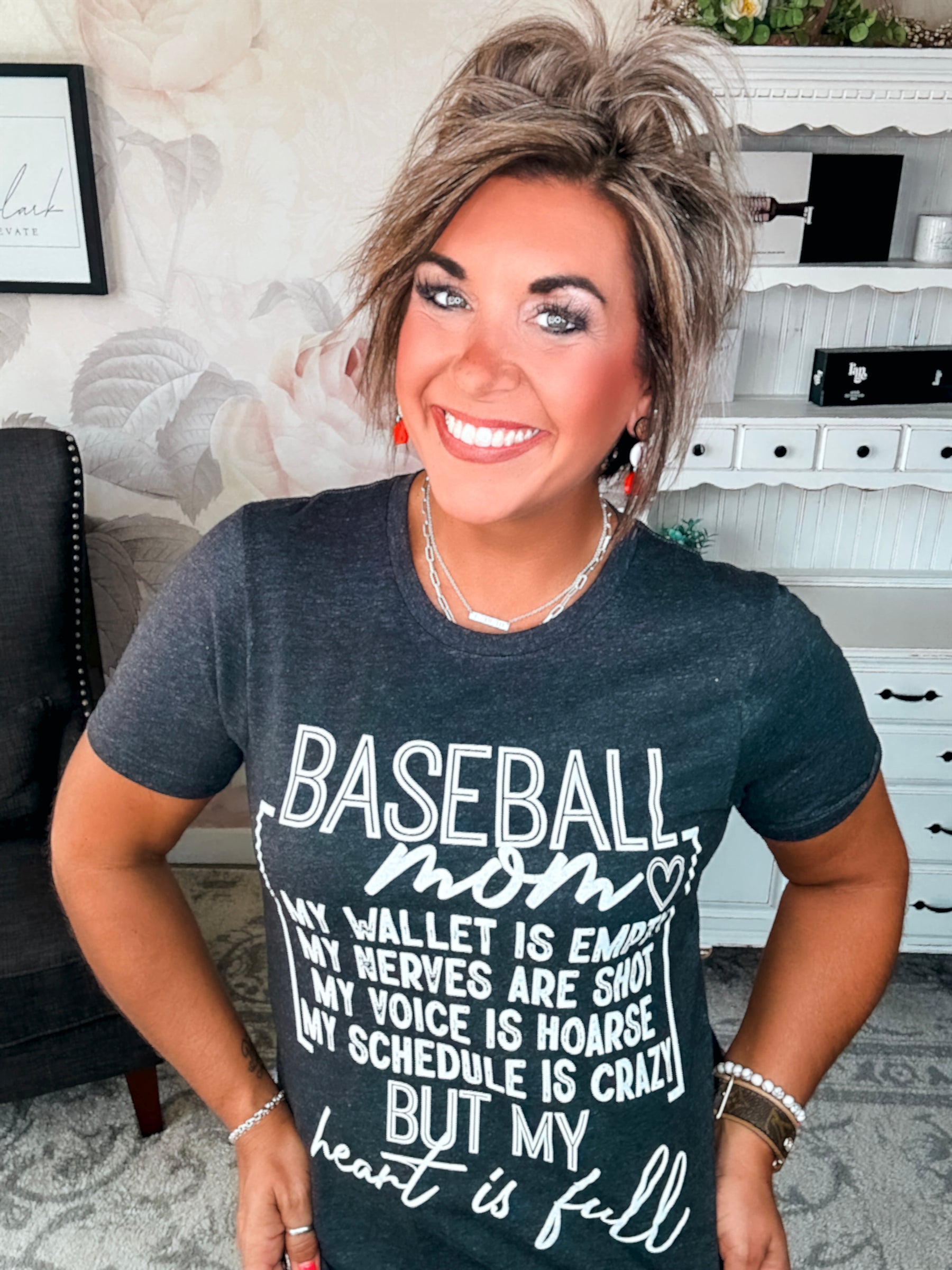 Heart Is Full - Baseball Mom Graphic Tee