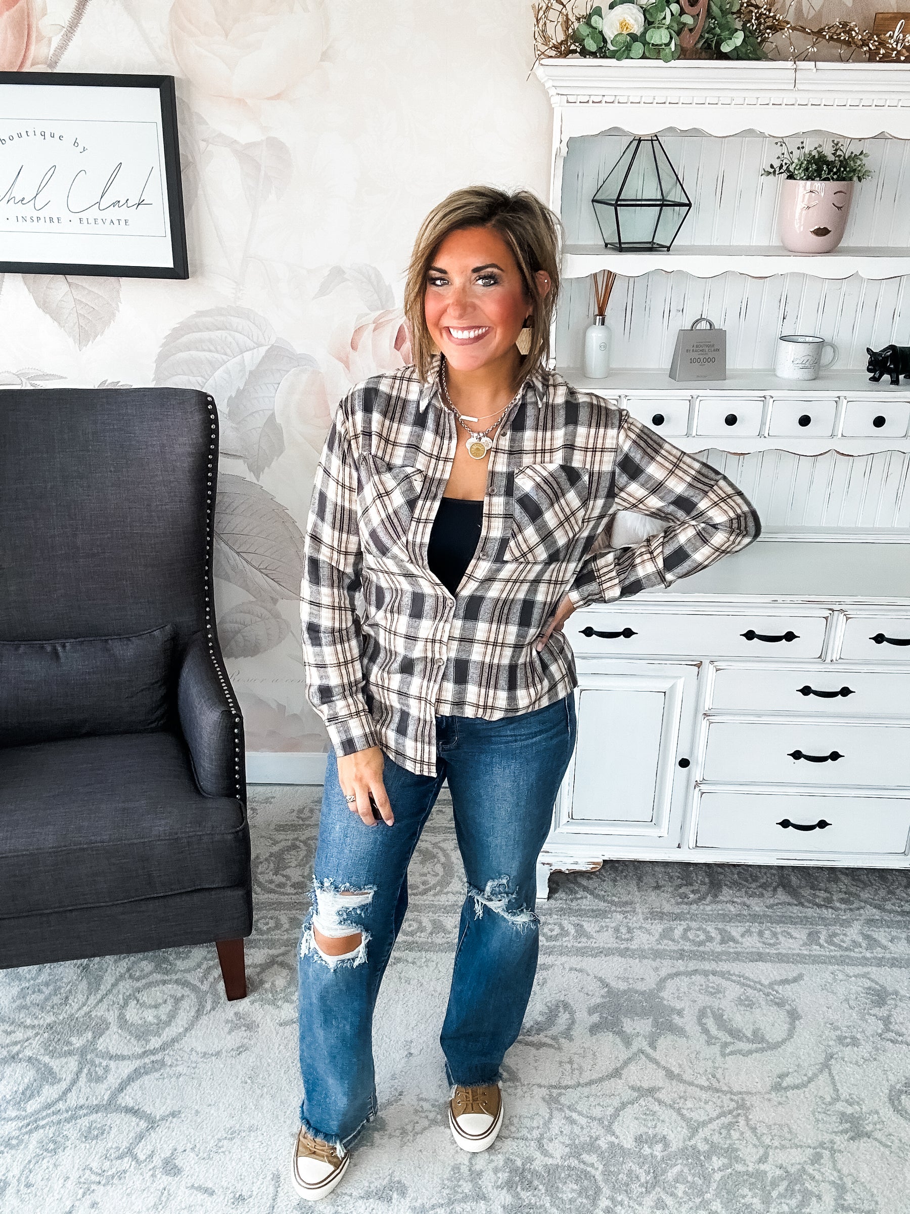 Just A Glimpse Button Down - Olive