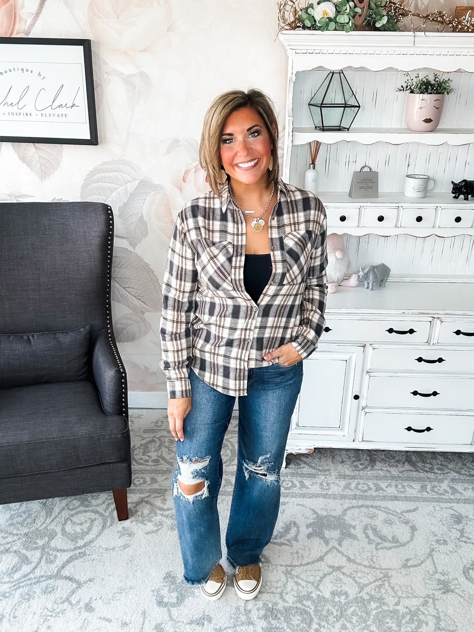 Just A Glimpse Button Down - Olive