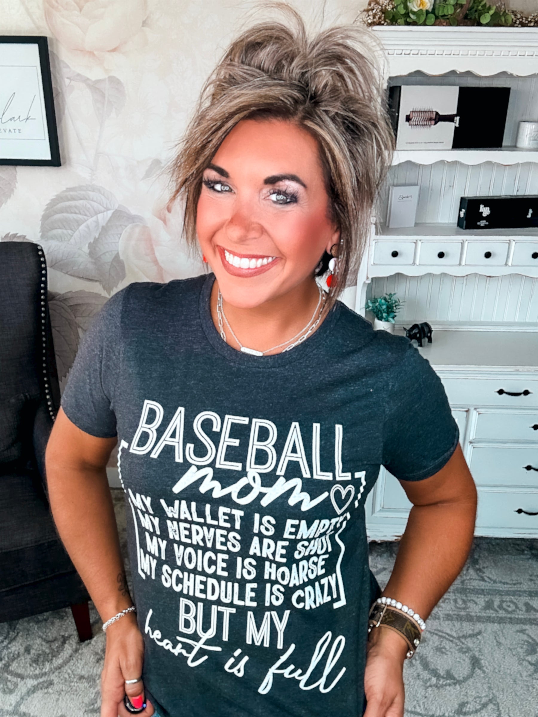 Heart Is Full - Baseball Mom Graphic Tee