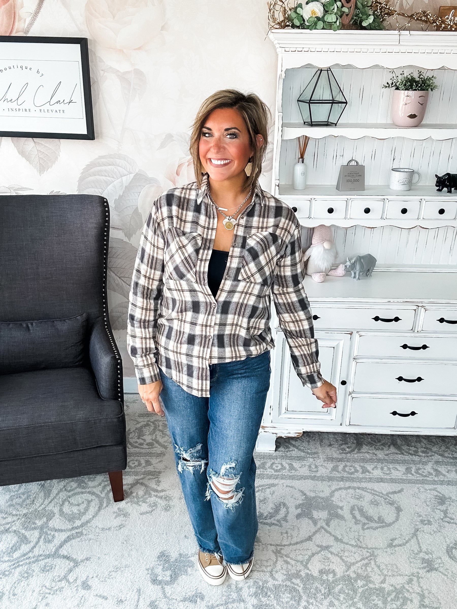 Just A Glimpse Button Down - Olive