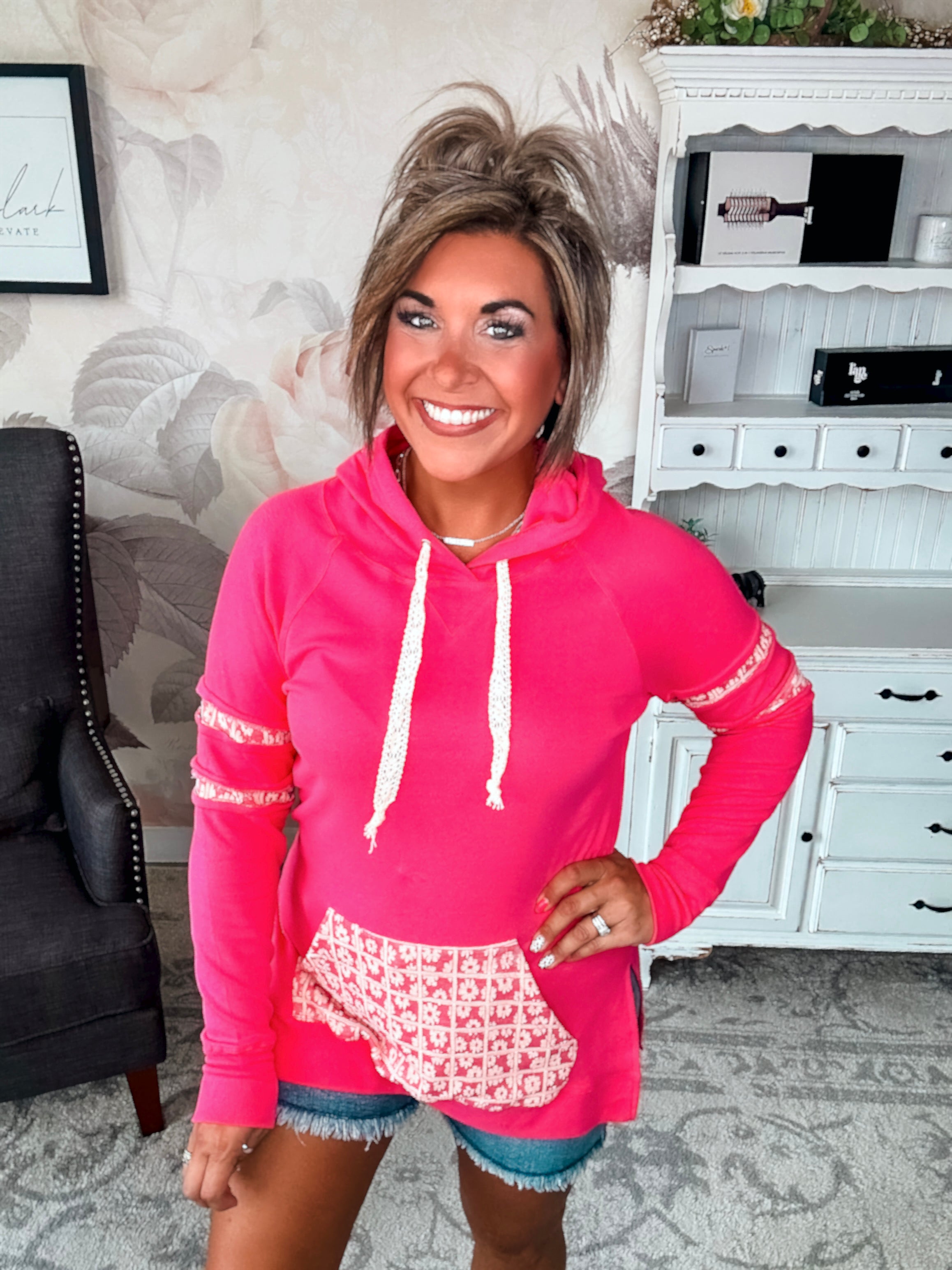 Ampersand Avenue SideSlit Hoodie - Made For You - Pink