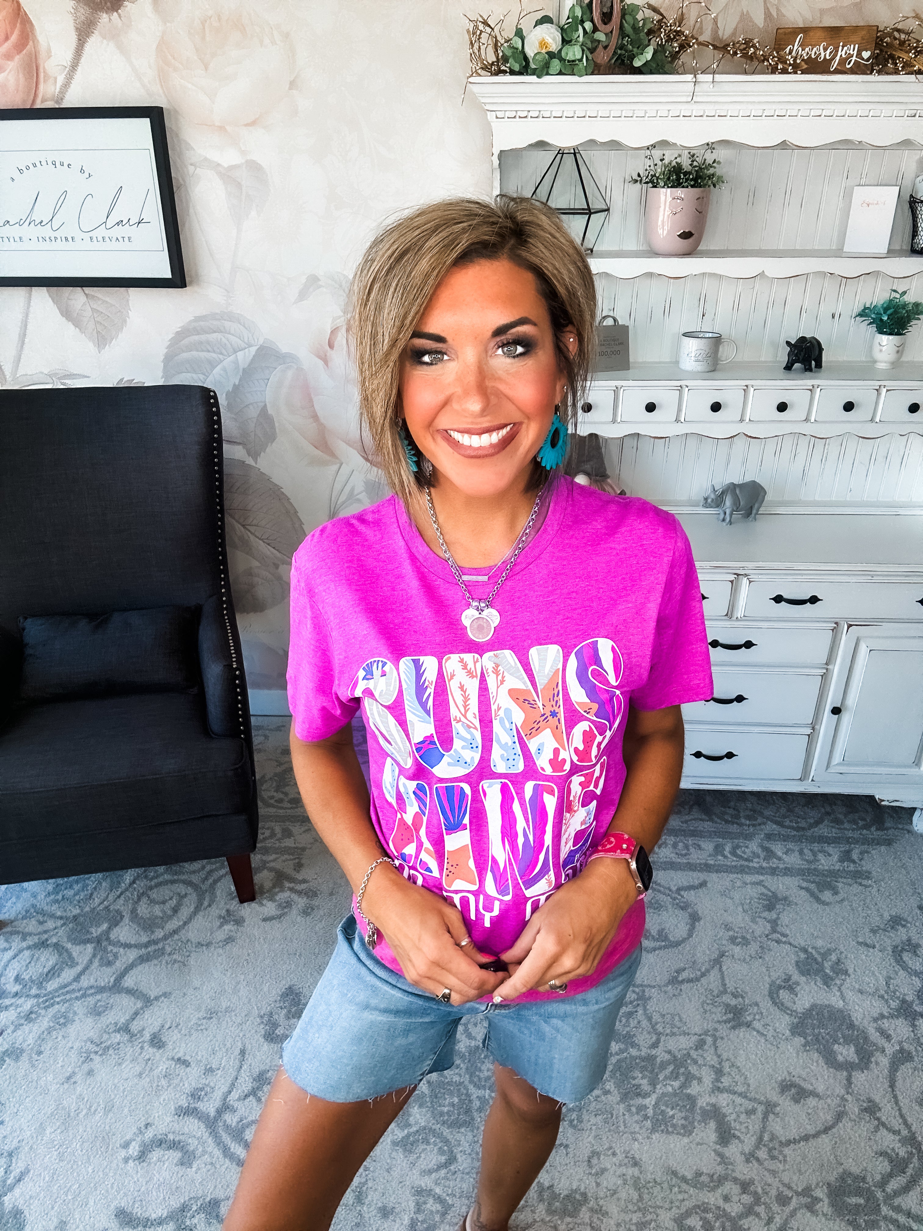 Sunshine On My Mind Graphic Tee - Pink
