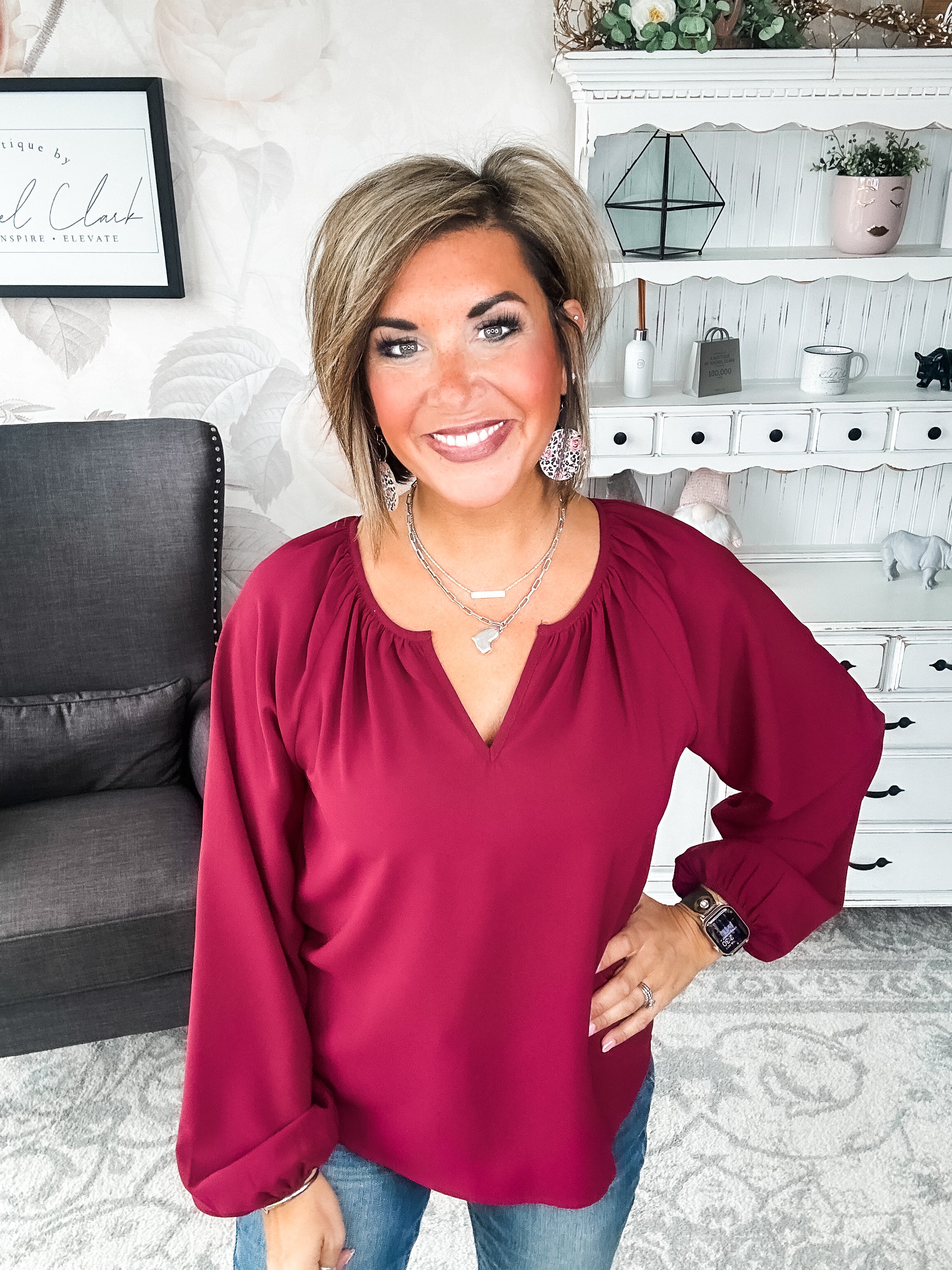 I Hear You Blouse - Wine