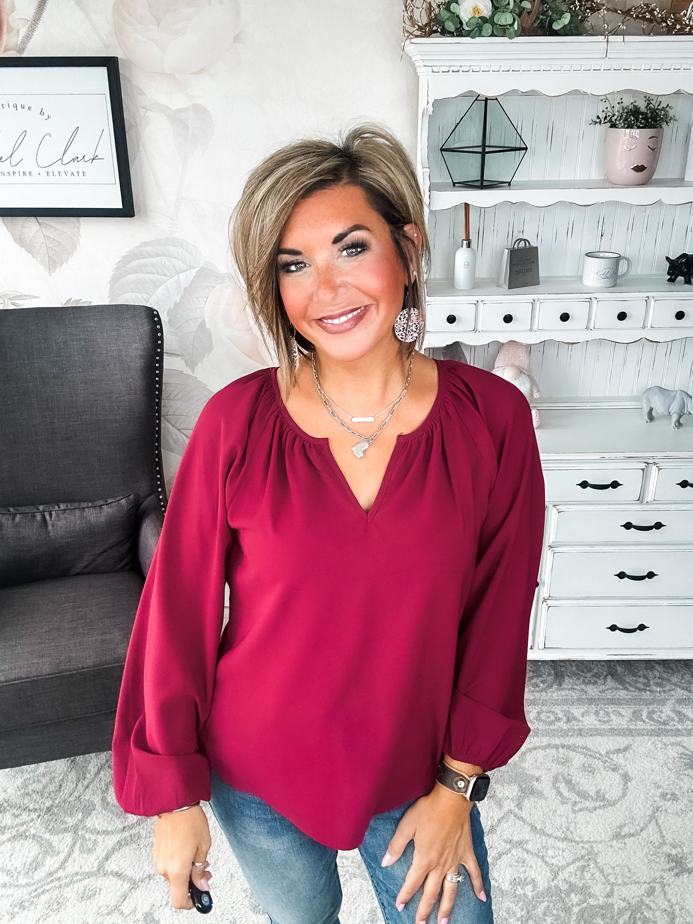 I Hear You Blouse - Wine