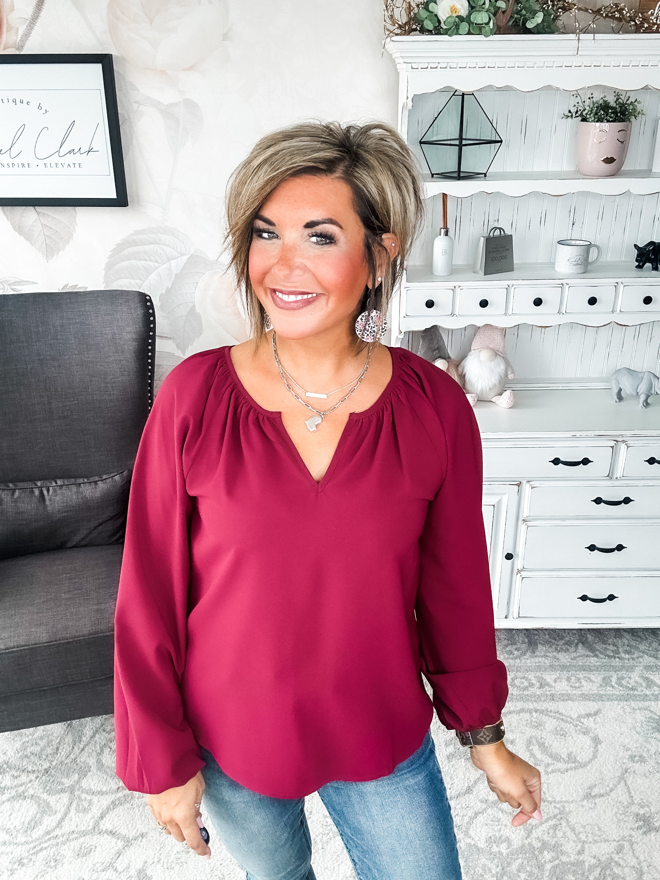 I Hear You Blouse - Wine