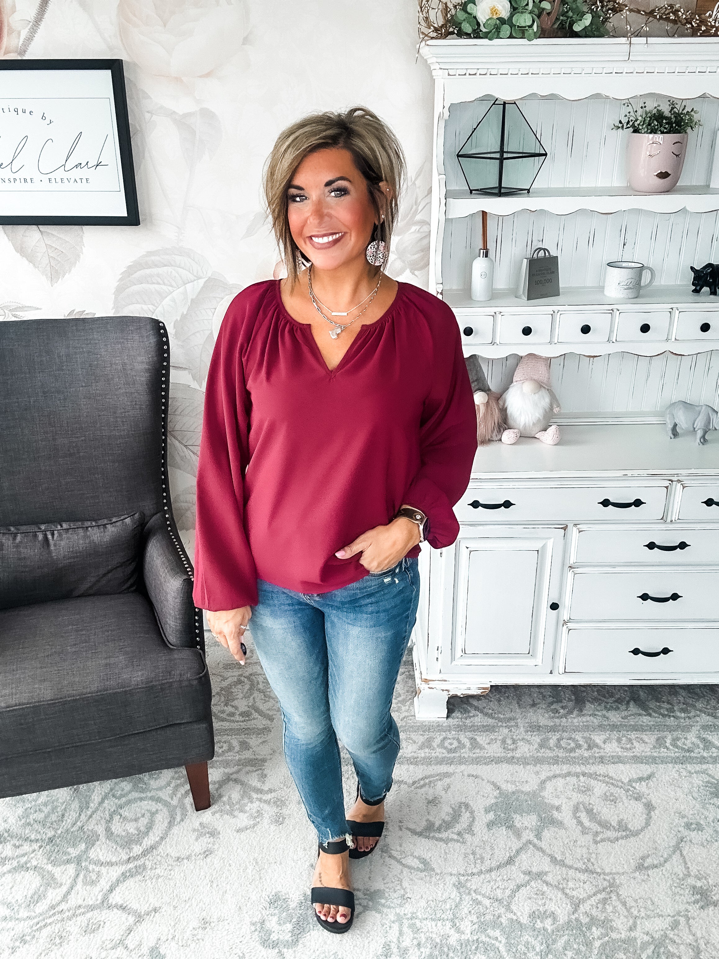 I Hear You Blouse - Wine