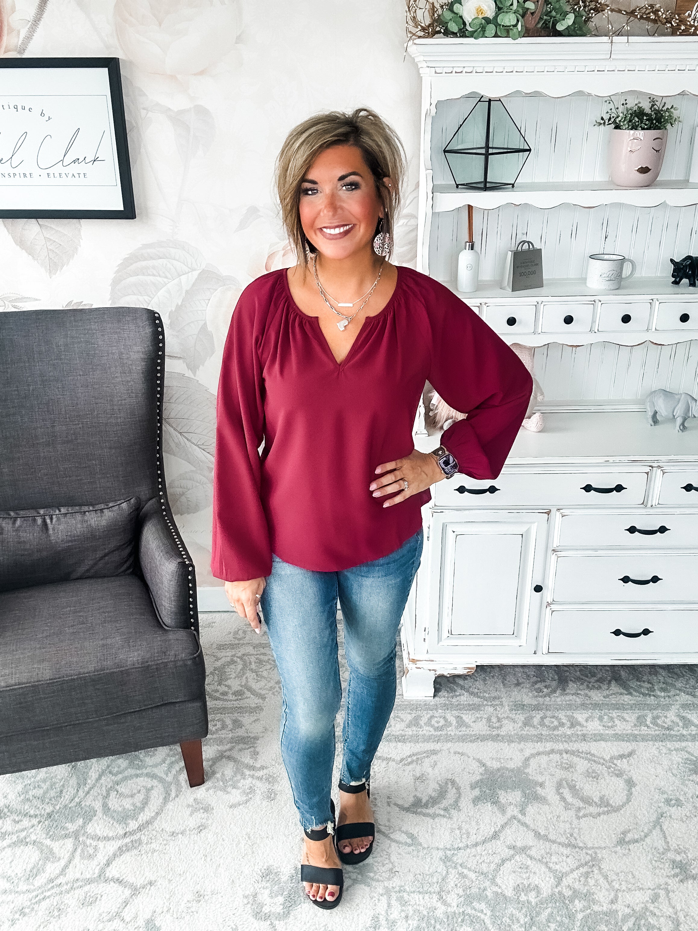 I Hear You Blouse - Wine