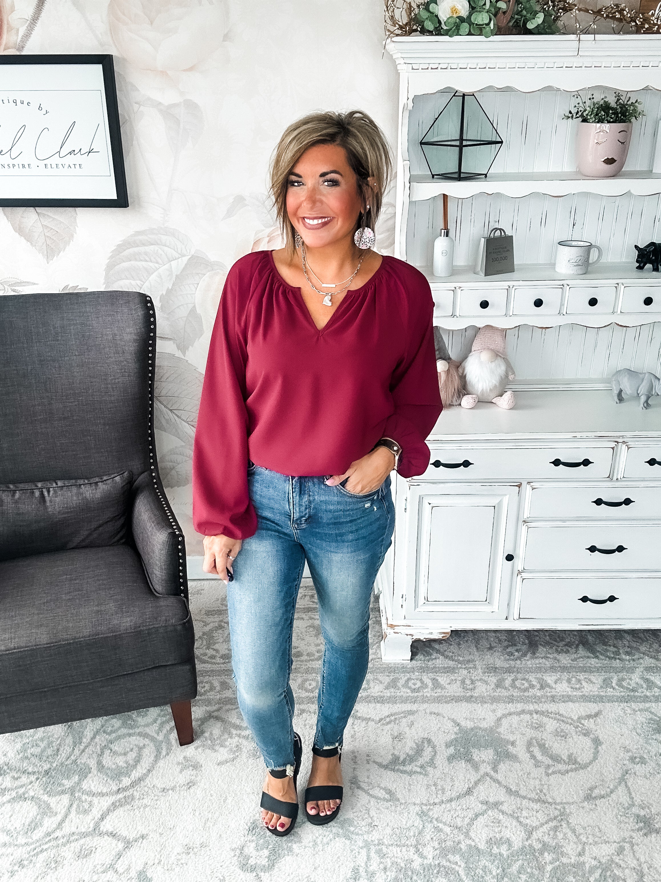 I Hear You Blouse - Wine