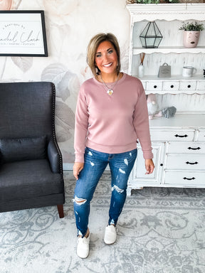 Cuddled Up On The Weekend Pullover - Mauve