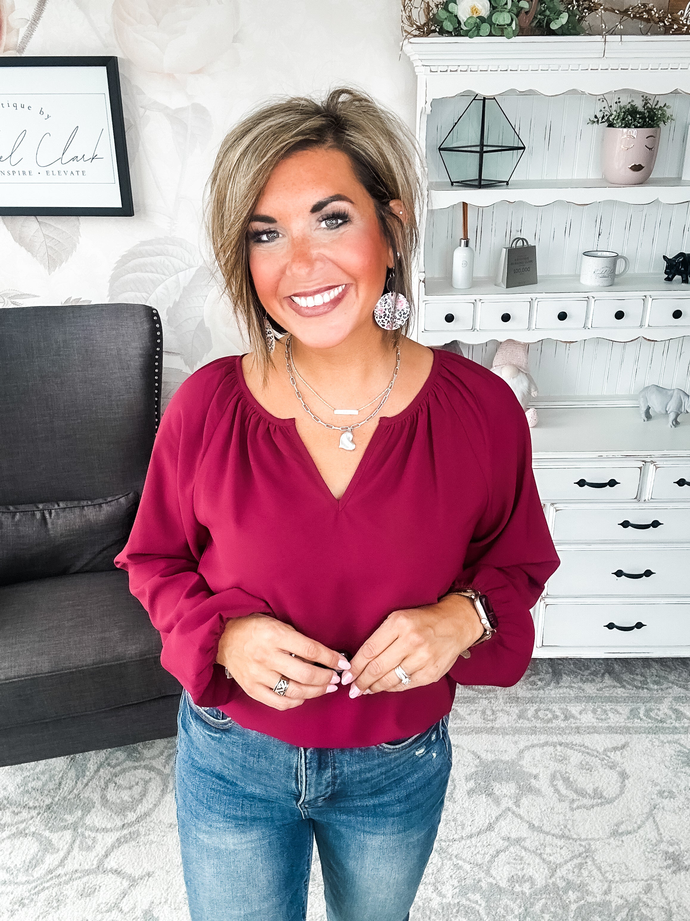 I Hear You Blouse - Wine