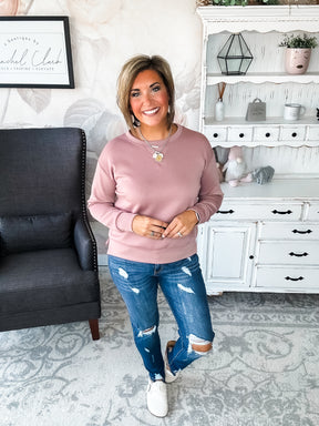 Cuddled Up On The Weekend Pullover - Mauve
