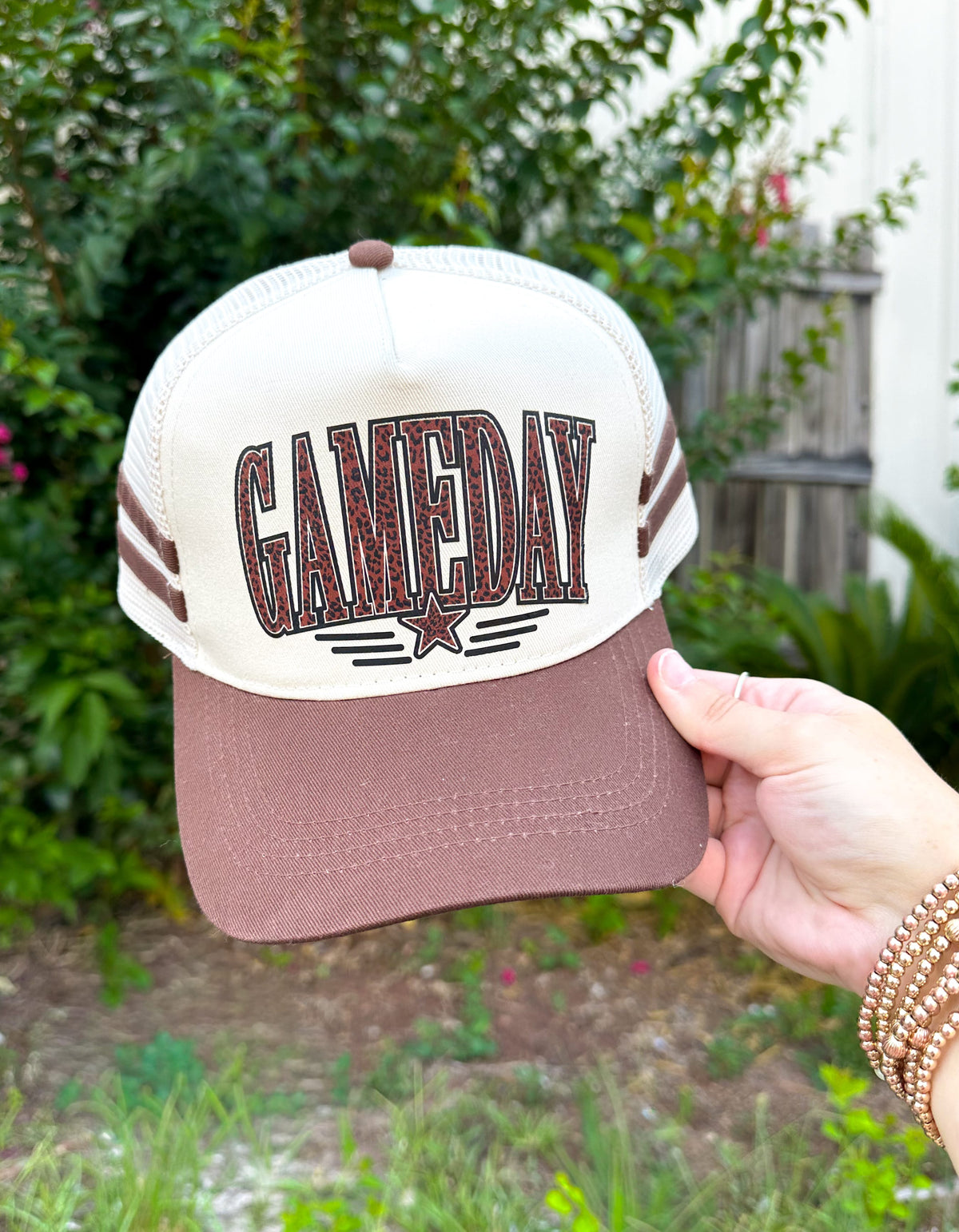 GAMEDAY Leopard Brown Striped Canvas Trucker Hat *ONLINE EXCLUSIVE*