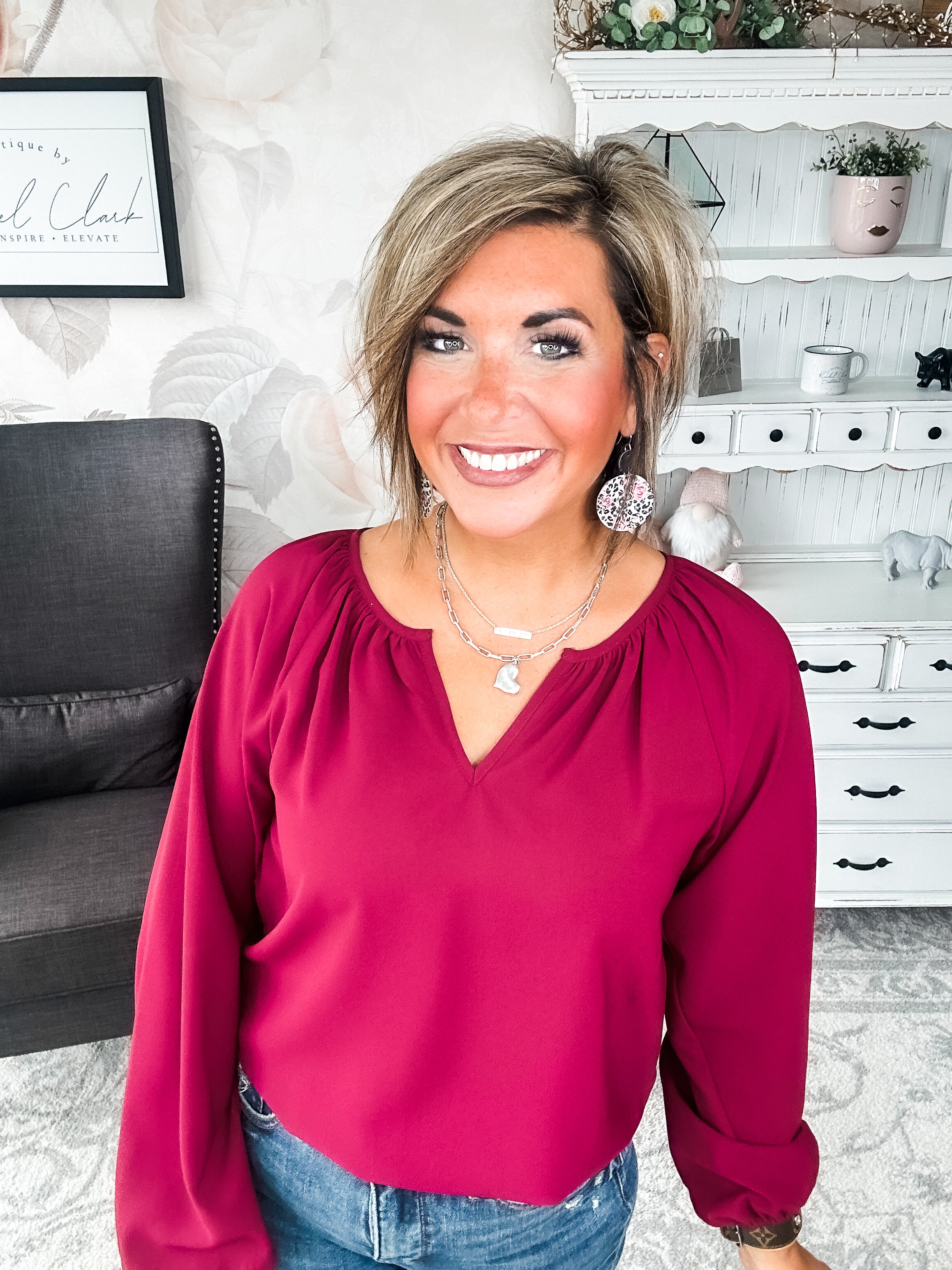 I Hear You Blouse - Wine