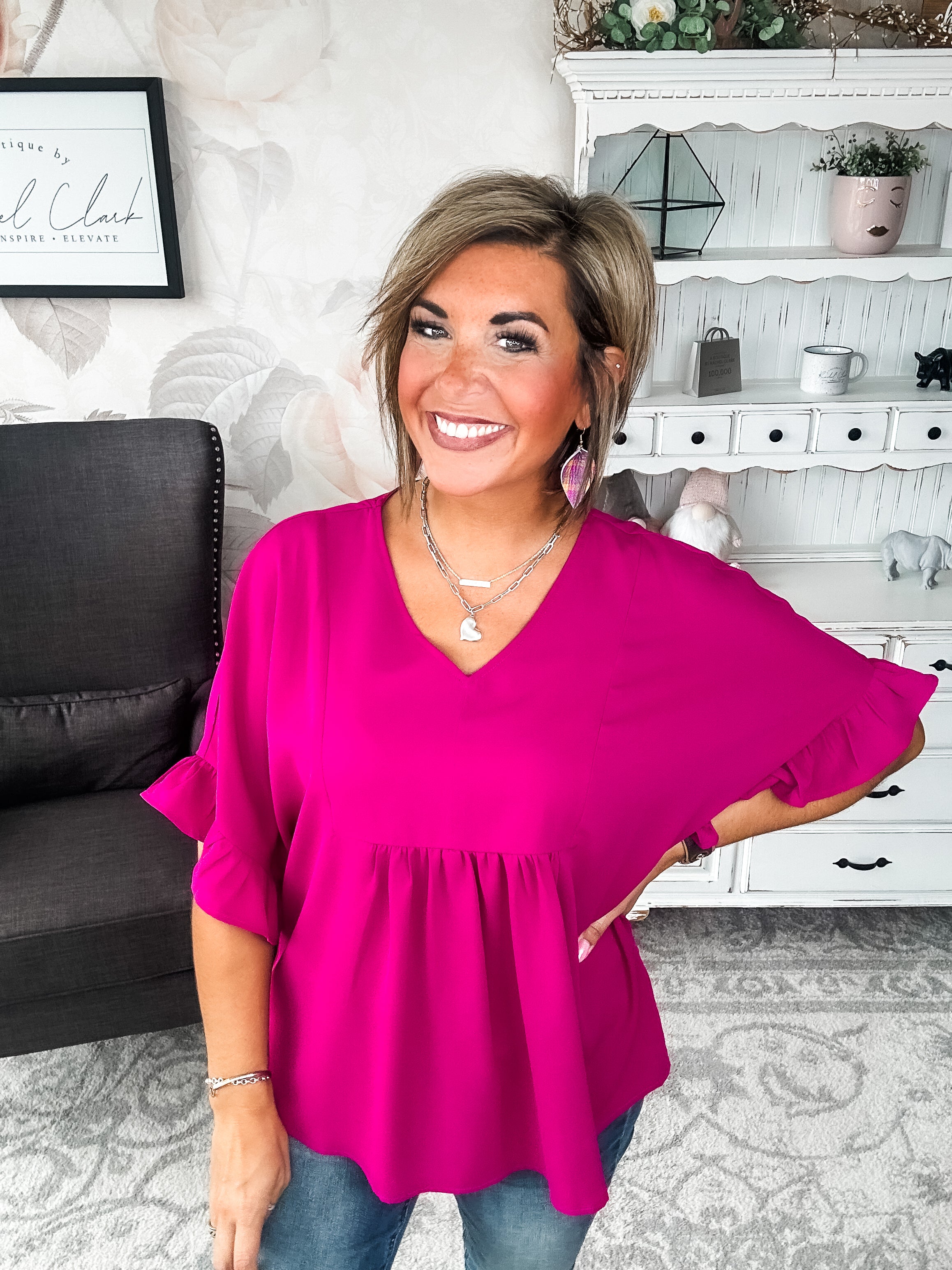 Close to Me Blouse - Magenta