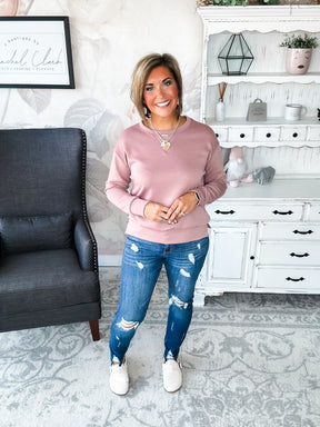 Cuddled Up On The Weekend Pullover - Mauve