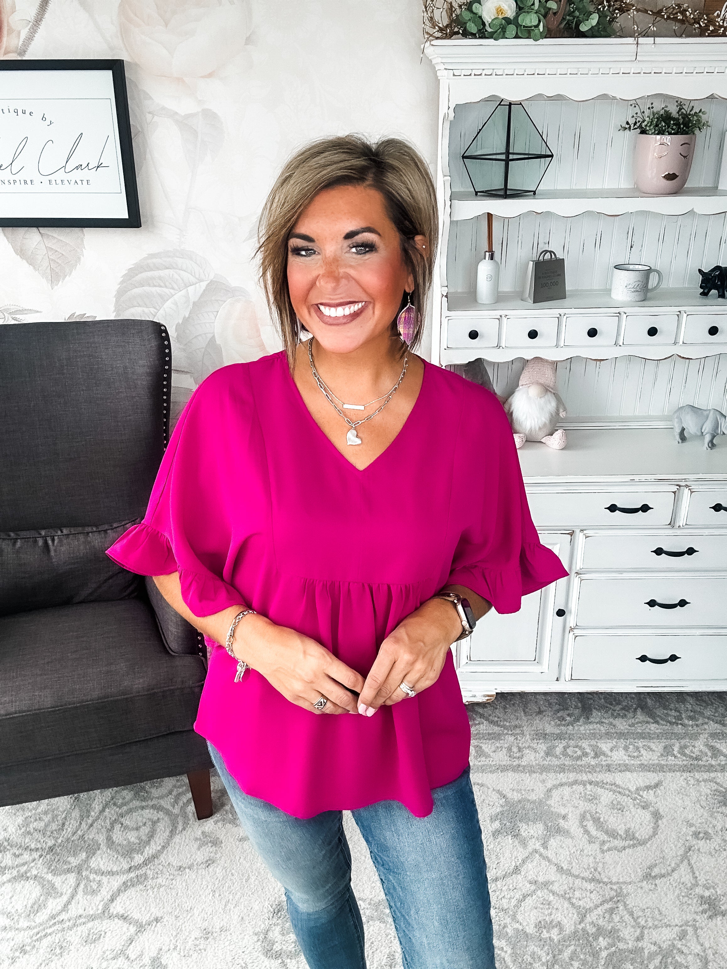 Close to Me Blouse - Magenta