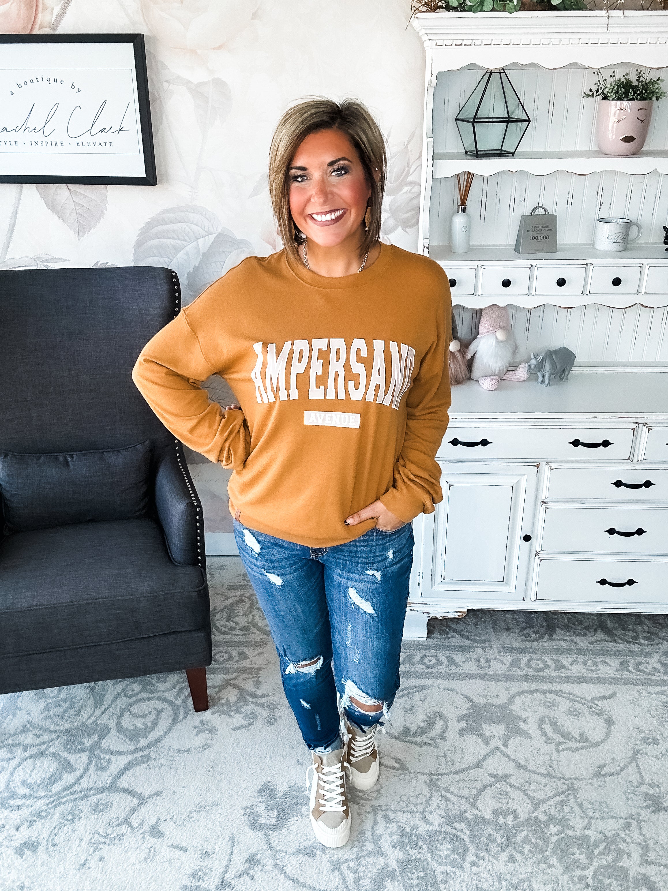 Ampersand Avenue University Pullover - Mustard Ampersand