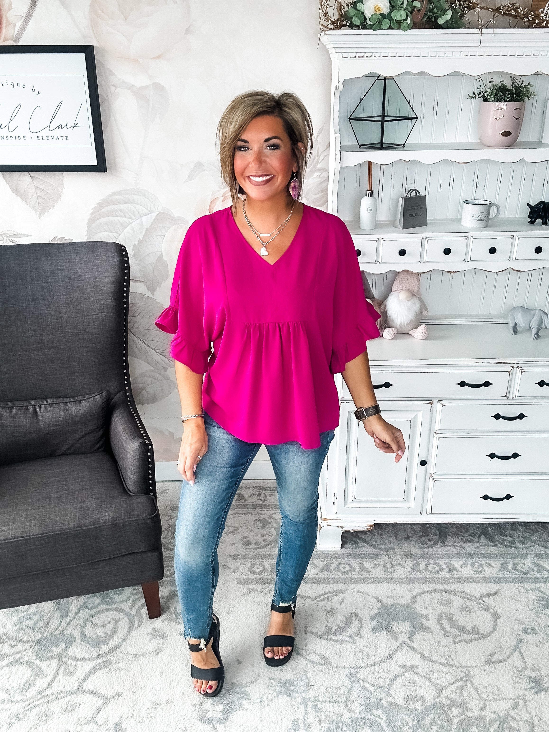 Close to Me Blouse - Magenta