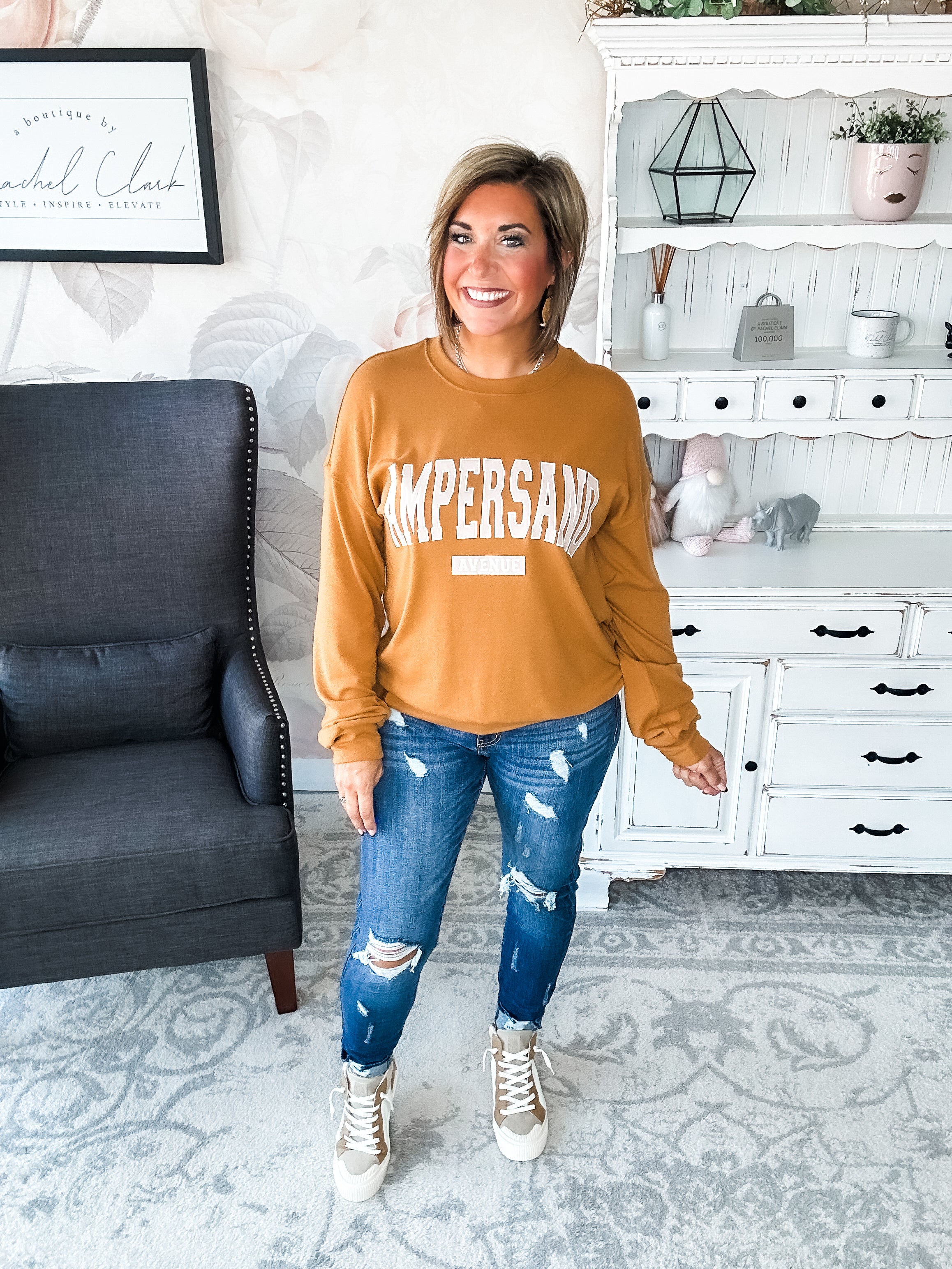 Ampersand Avenue University Pullover - Mustard Ampersand