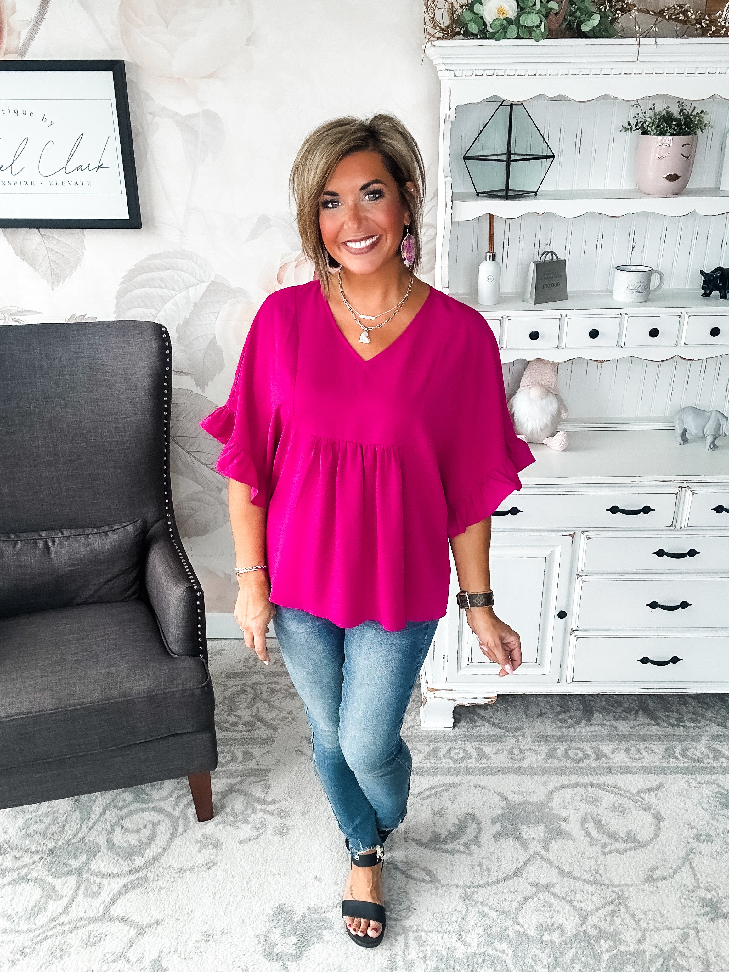 Close to Me Blouse - Magenta