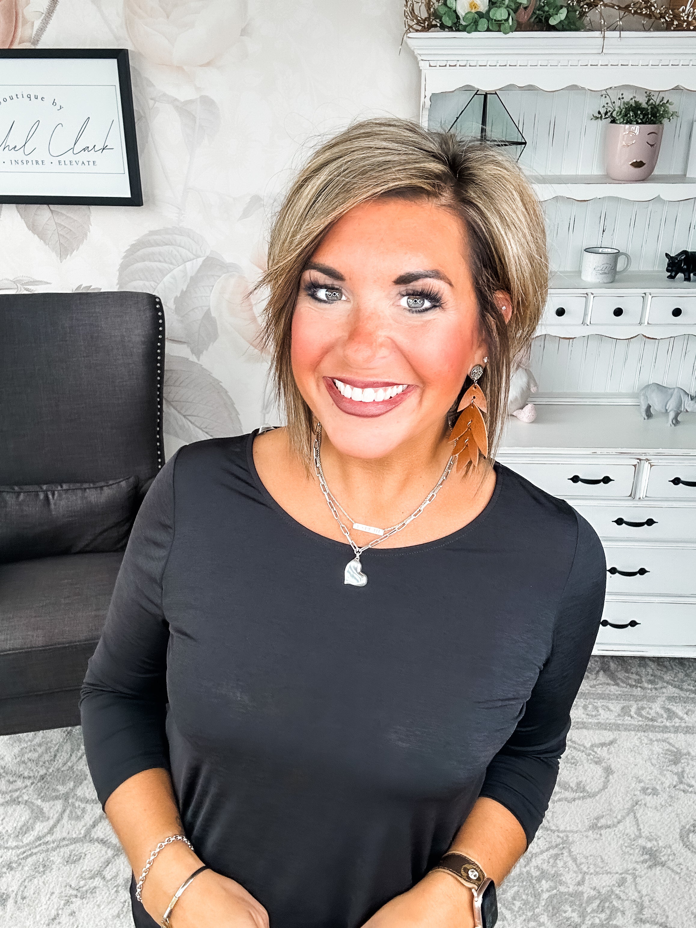 Find The Answer Round Neck Top - Black