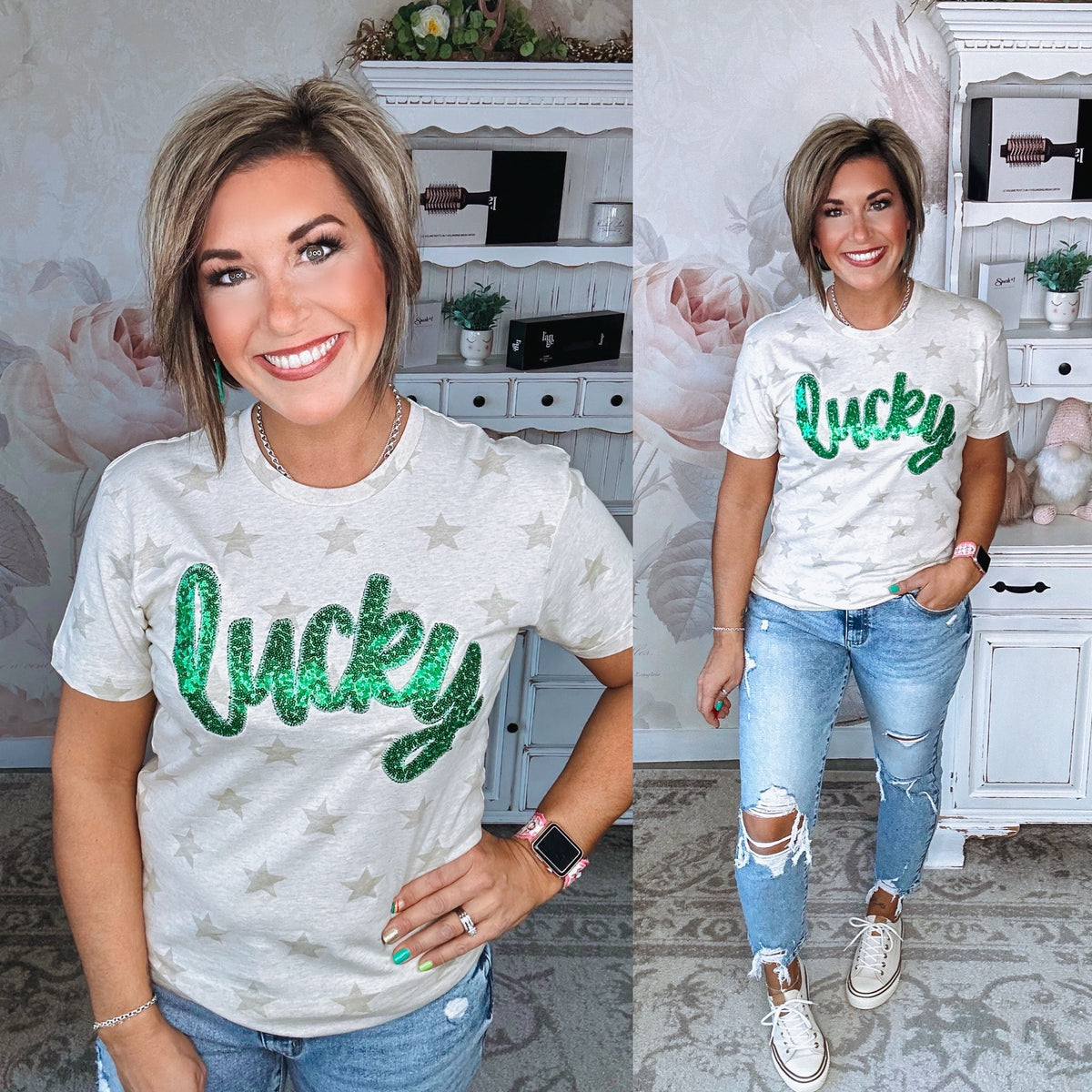 Lucky Sequin Star Graphic Tee