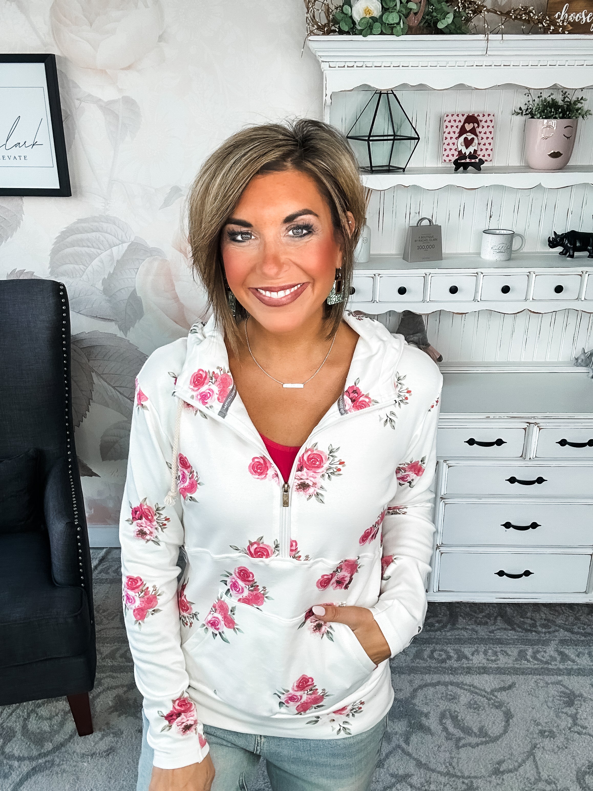 Ampersand Avenue Halfzip Sweatshirt - Garden Bloom