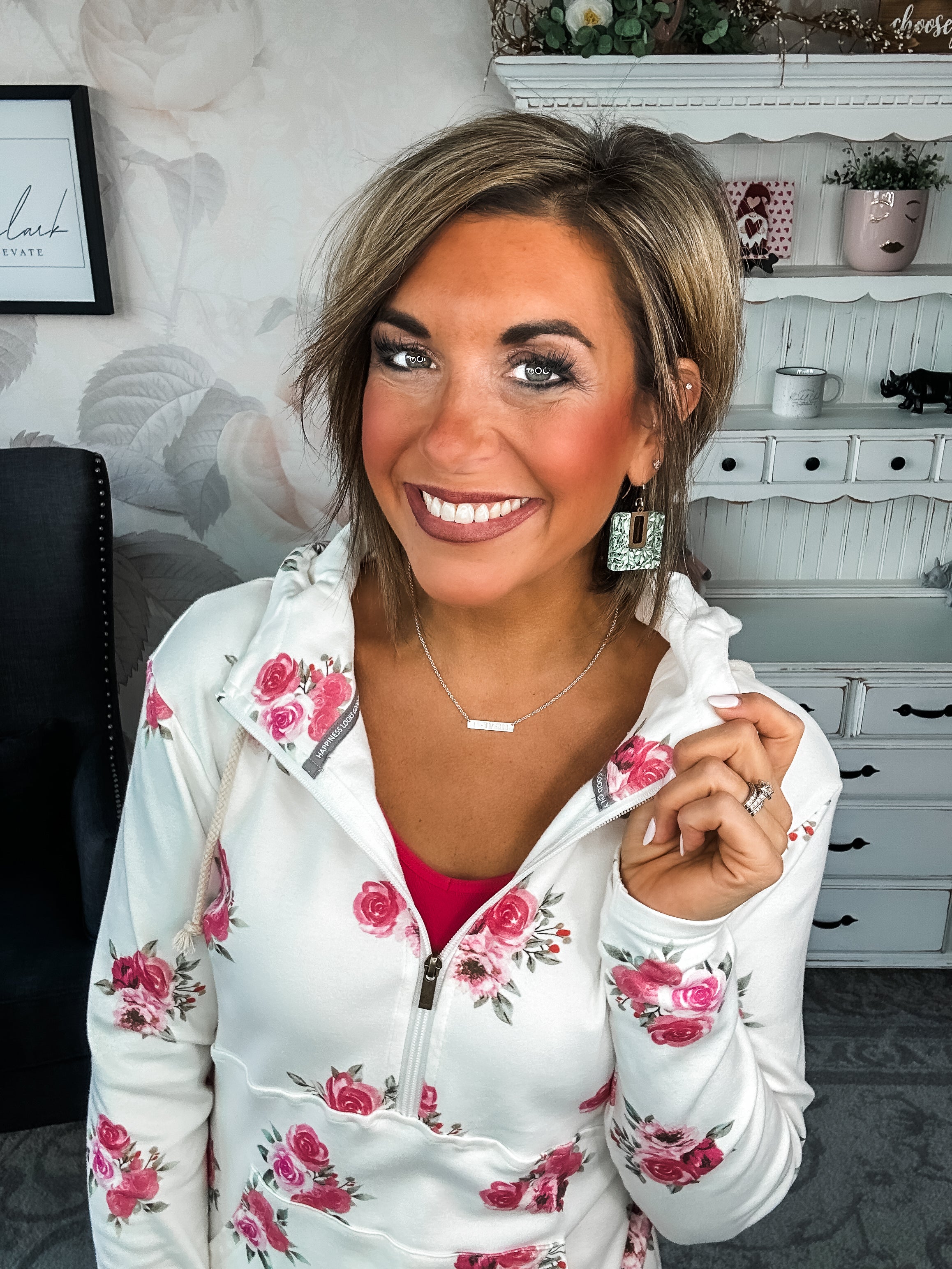 Ampersand Avenue Halfzip Sweatshirt - Garden Bloom