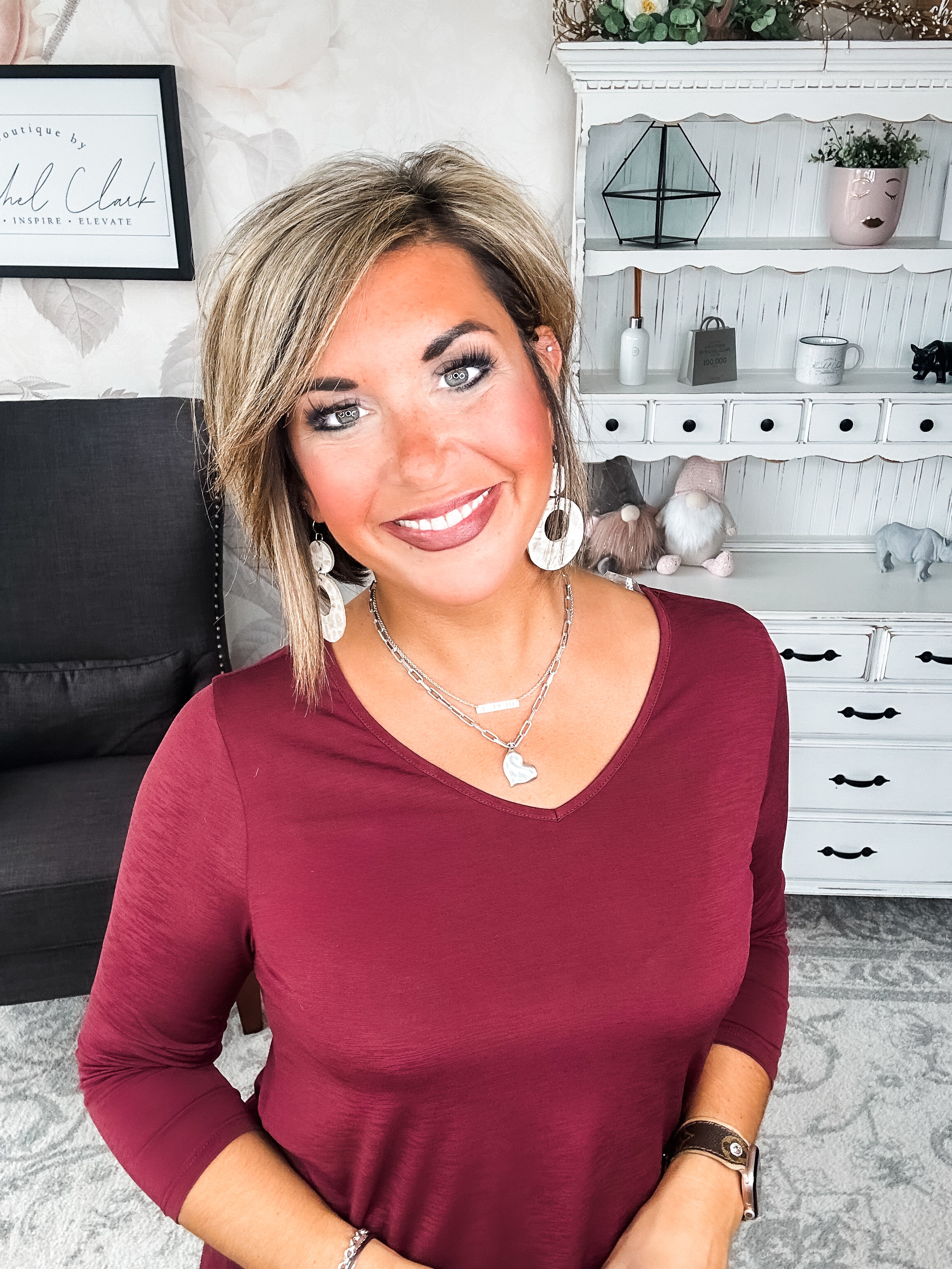 Find The Answer V-neck Top - Wine