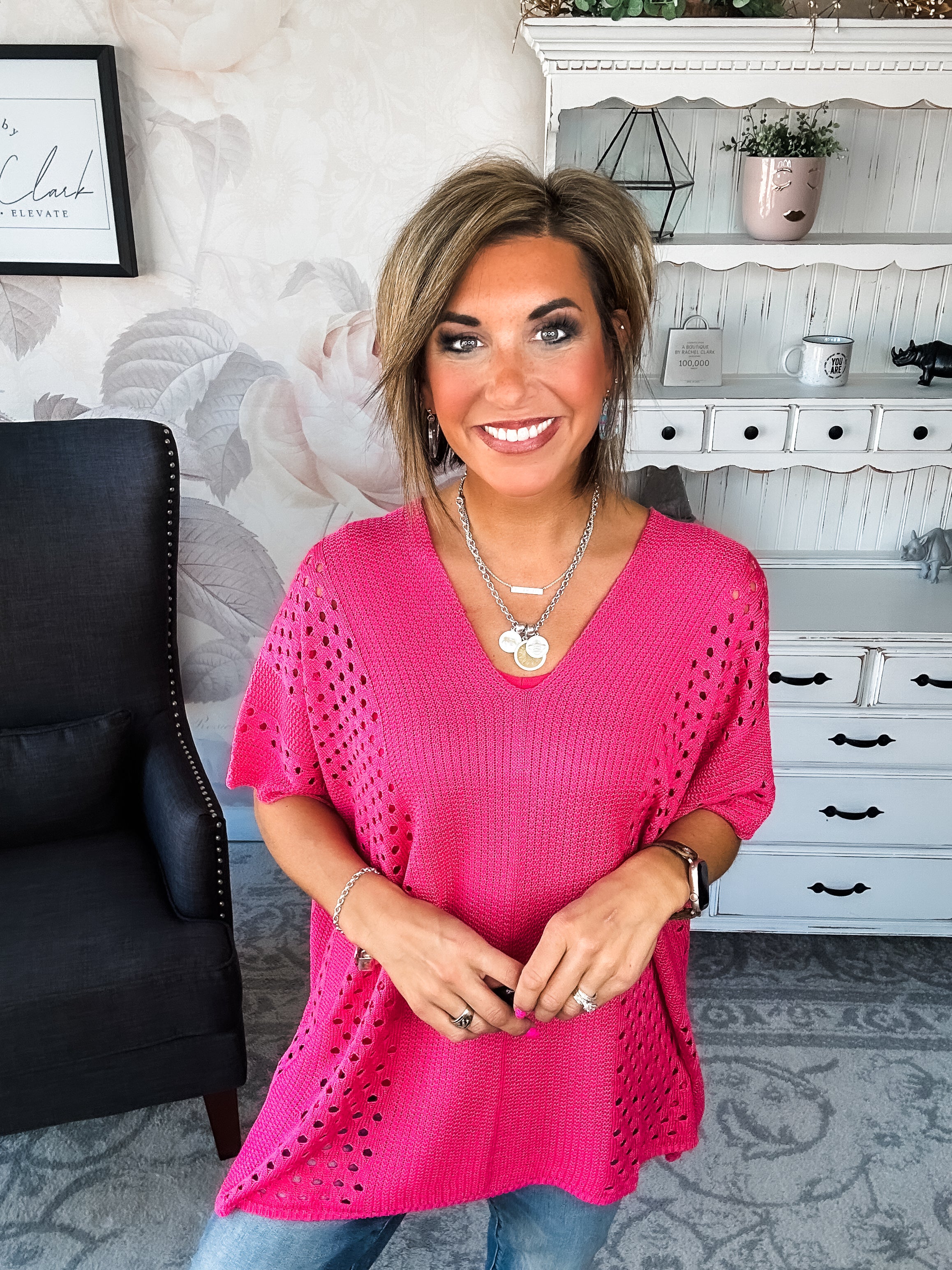 Know Your Blessings Pullover Top - Fuchsia