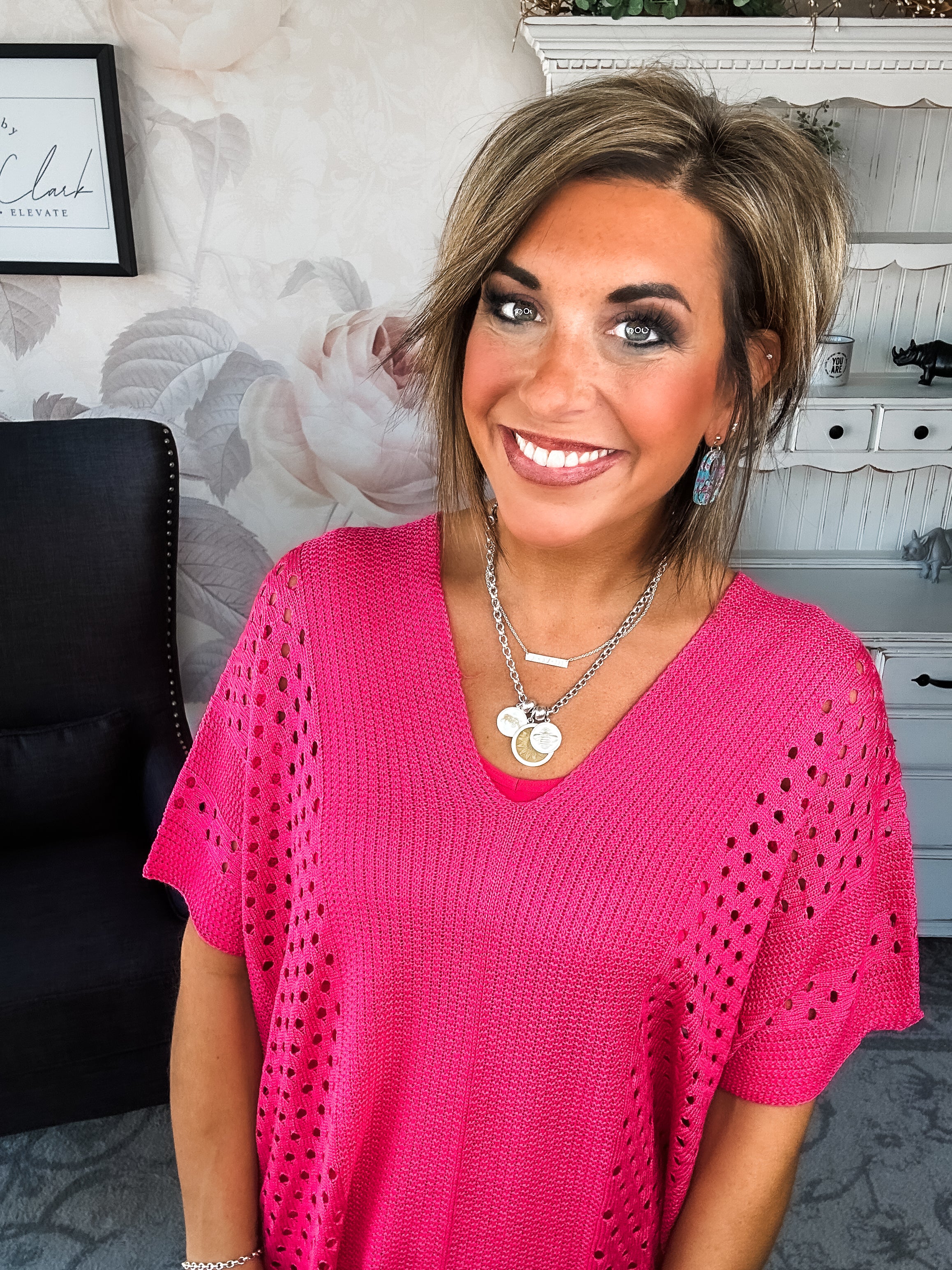Know Your Blessings Pullover Top - Fuchsia
